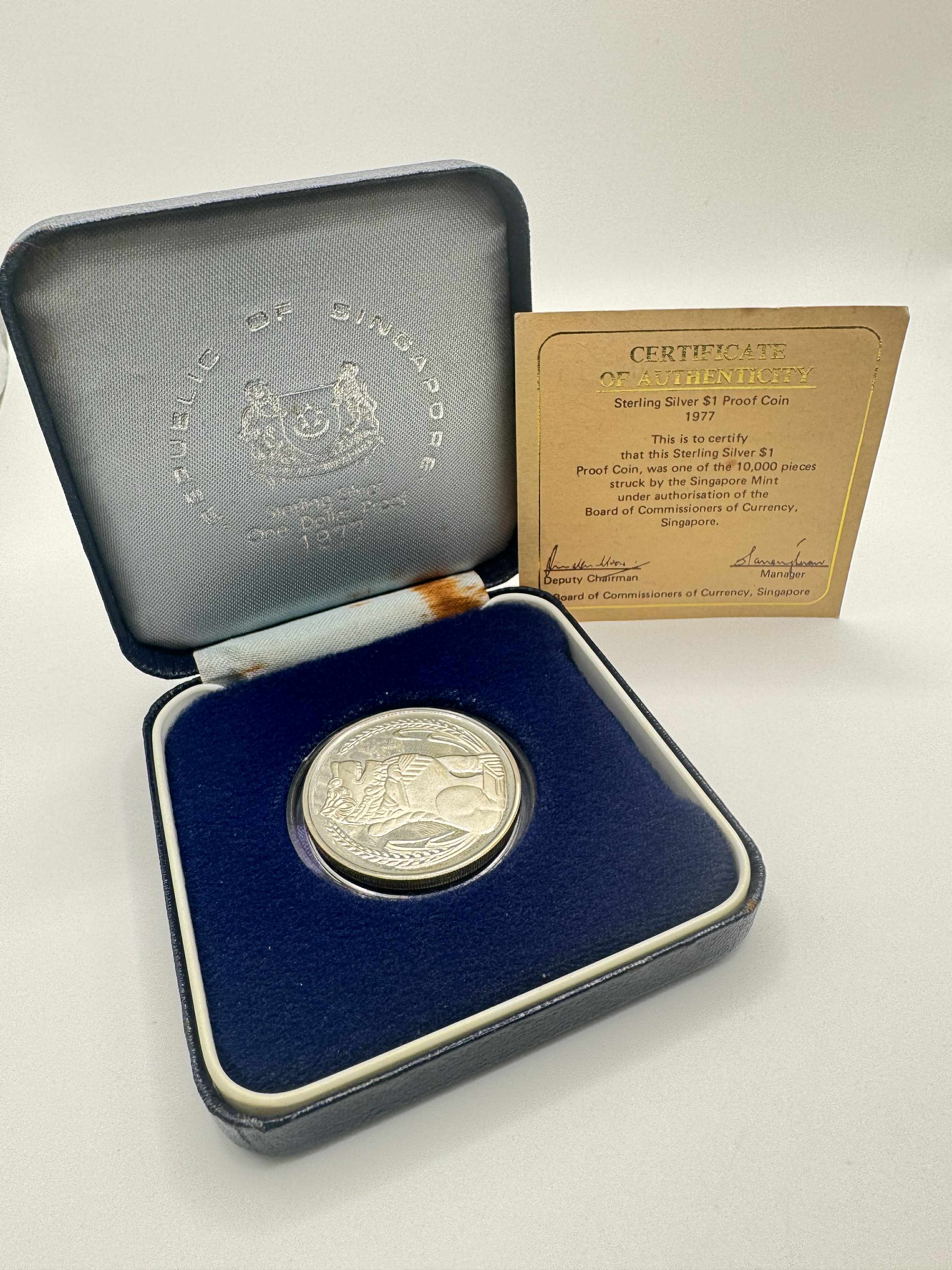 Product photo for Silver 1977 Singapore Lion $1