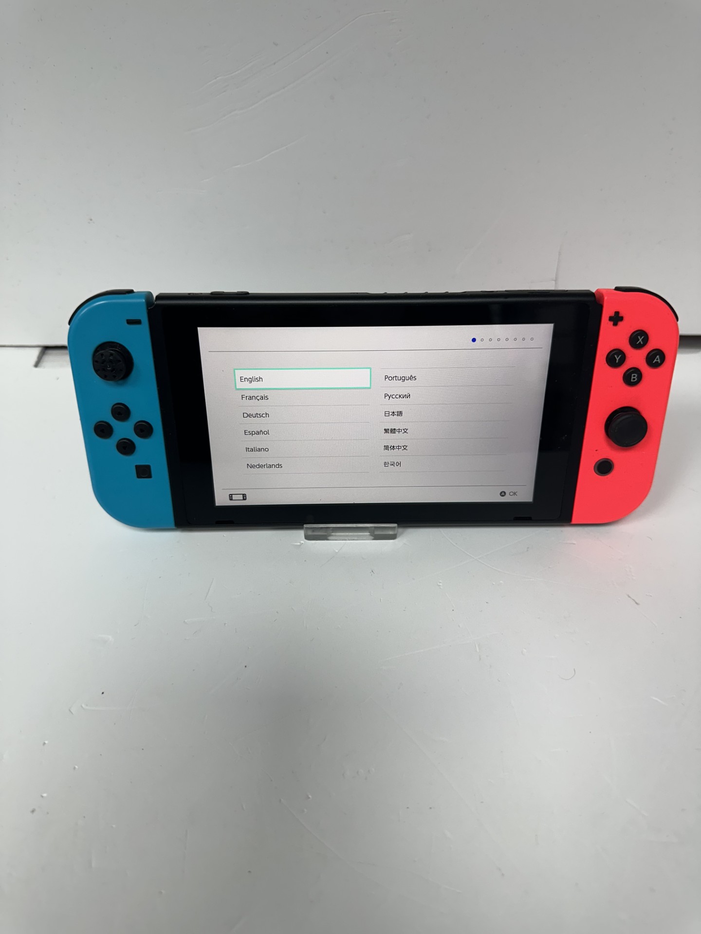 Product photo for Nintendo switch 32gb black red/blue joy cons unboxed