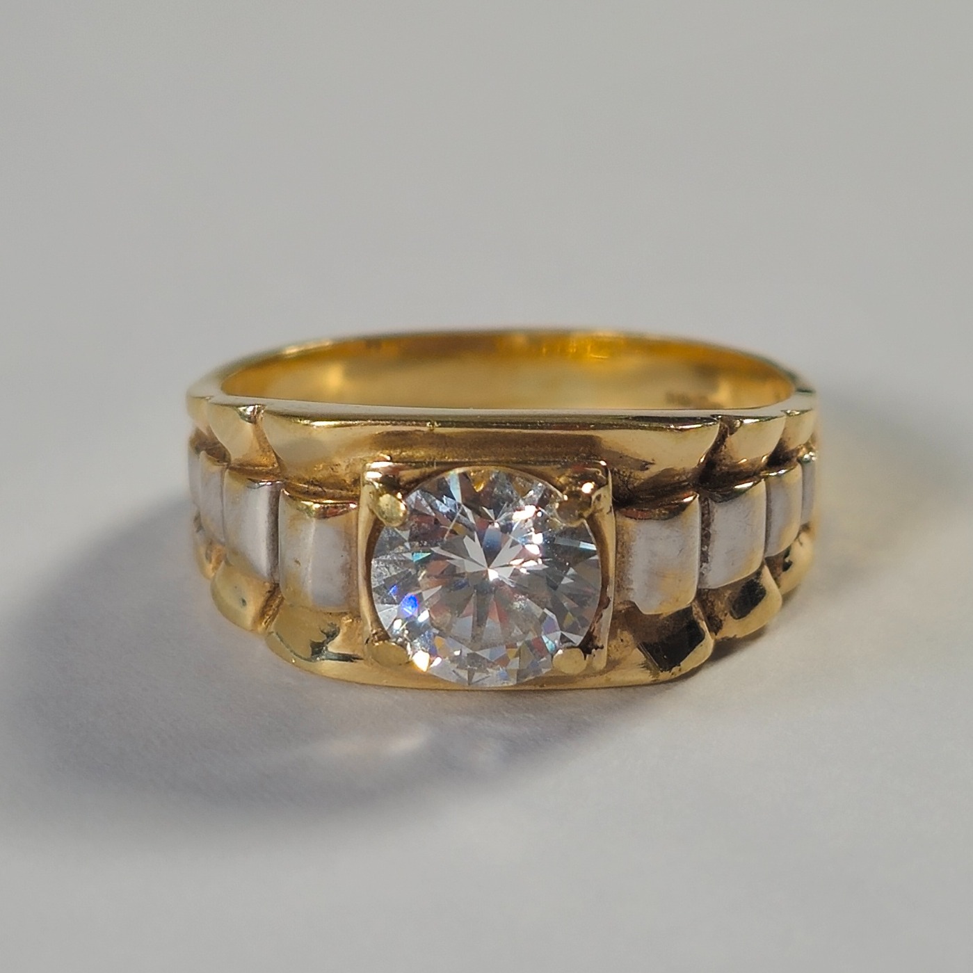 Product photo for 9ct Gold *CZ* Rolex Style Ring Size P1/2
