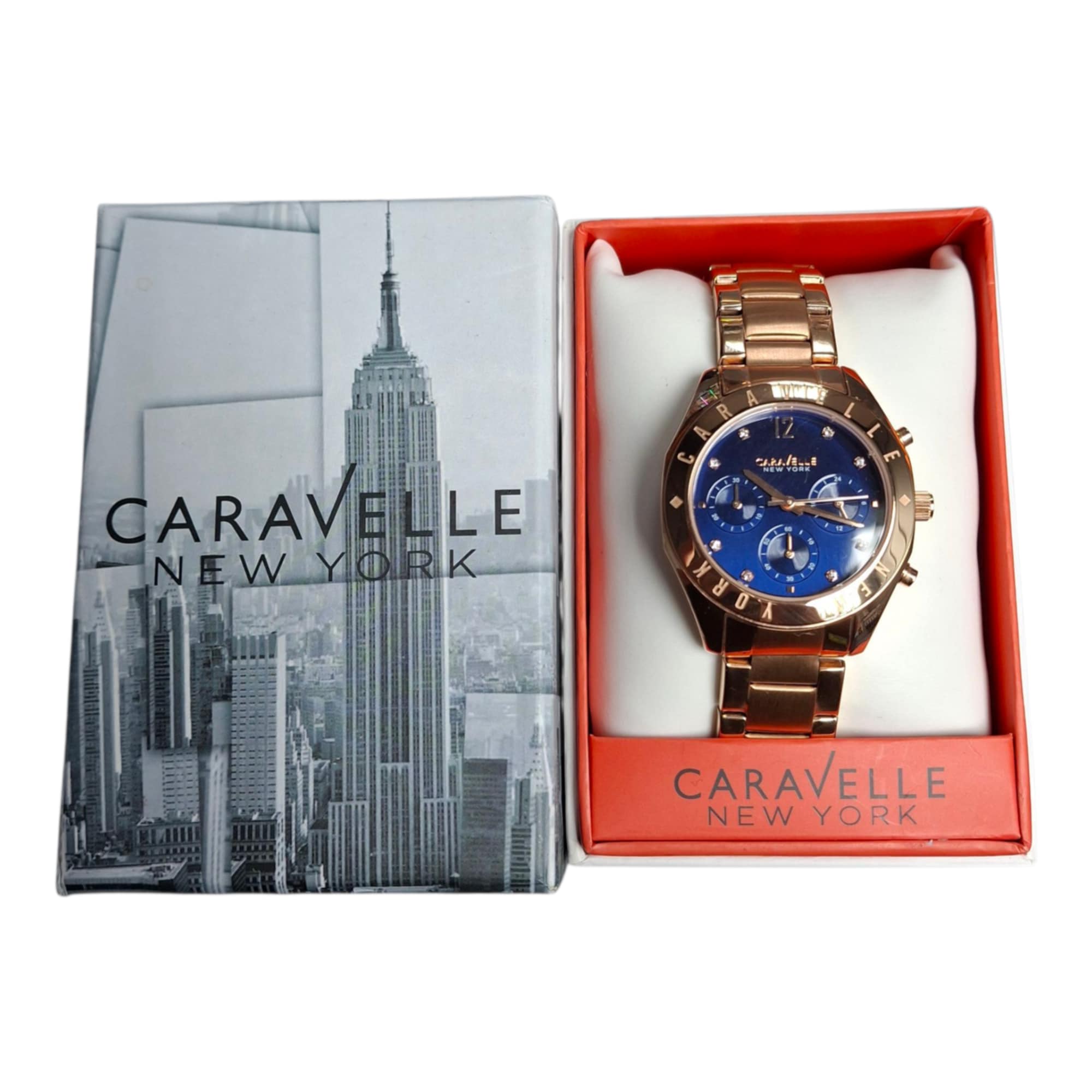 Product photo for Caravelle New York 44L192 Ladies Boyfriend Rose Gold Chronograph Watch