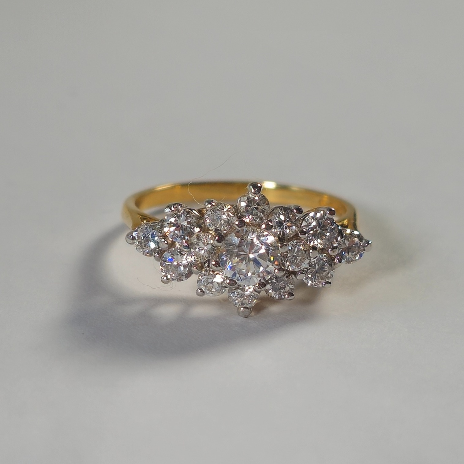 Product photo for 9ct Gold *CZ* Flower Boat Cluster Ring Size K1/2