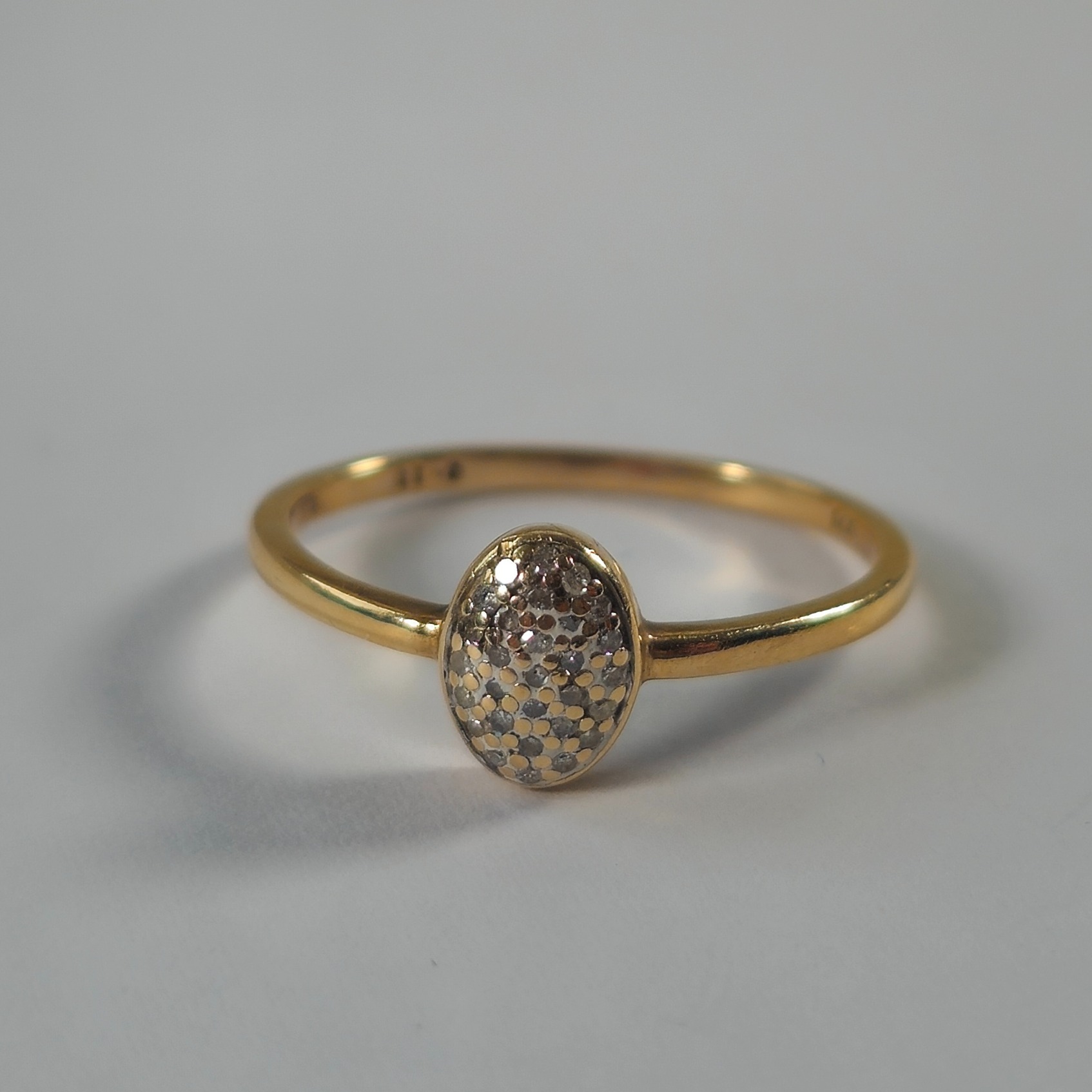 Product photo for 9ct Gold Diamond Pave Oval Engagement Style Ring Size Q1/2