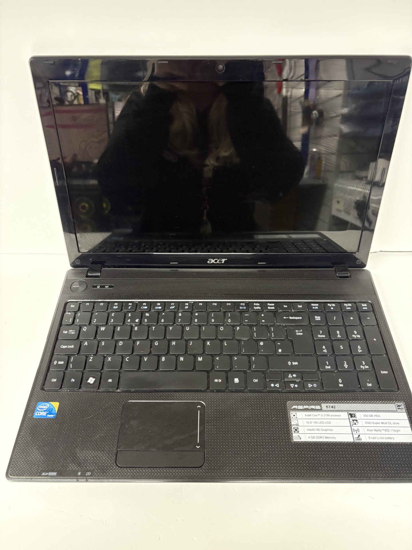 Product photo for ACER ASPIRE 5742 INTEL CORE I3 M 370 @2.40GHz 6GB RAM WINDOWS 11 500GB HDD BLACK UNBOXED