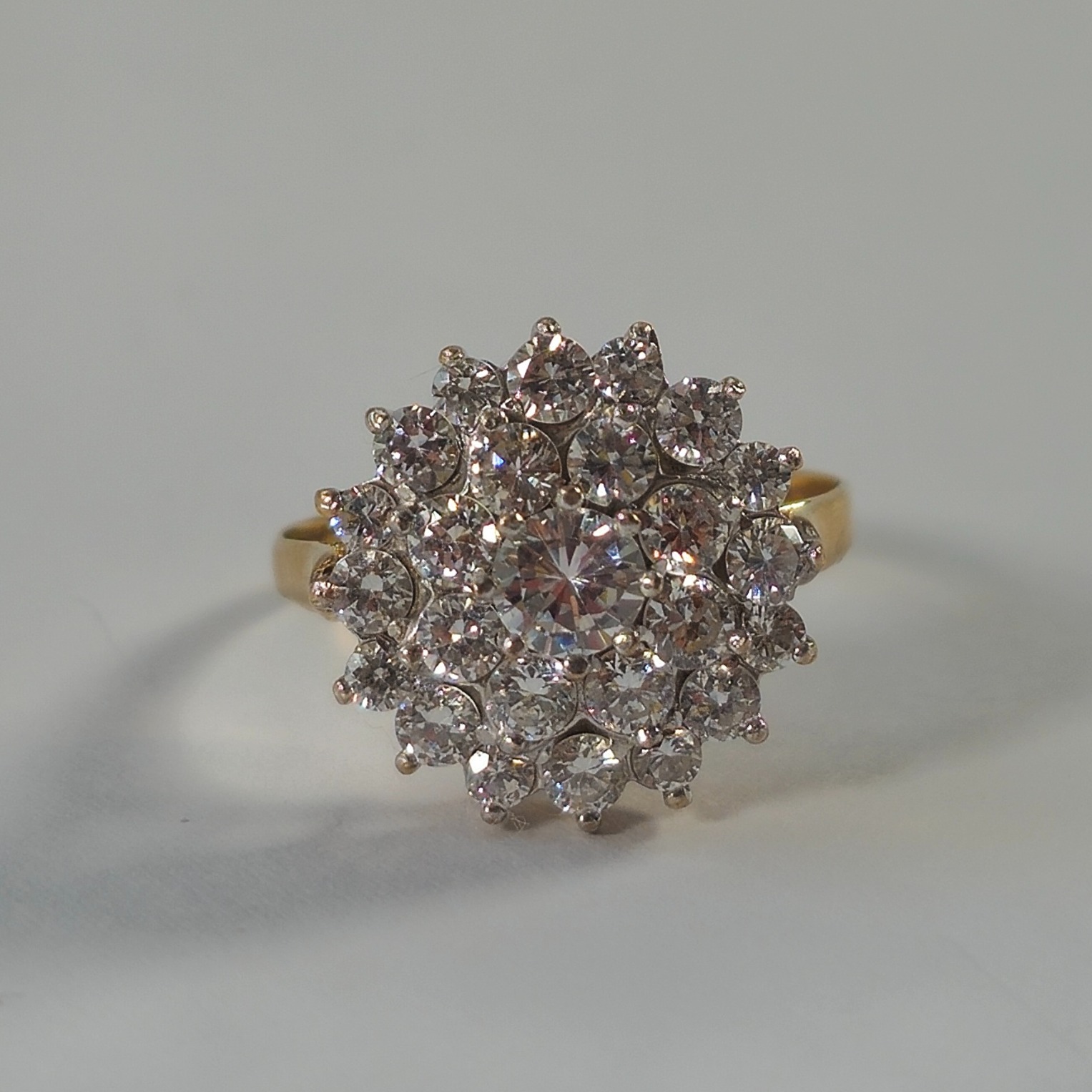 Product photo for 9ct Gold *CZ* Dahlia Flower Cluster Ring Size P
