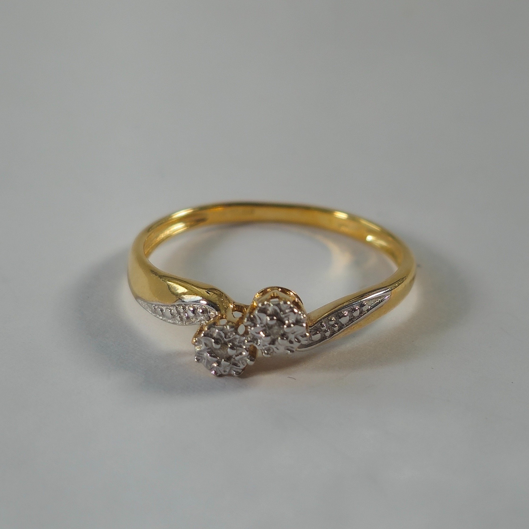 Product photo for 9ct Gold Tiny Diamond Toi Et Moi Style Ring Size Q
