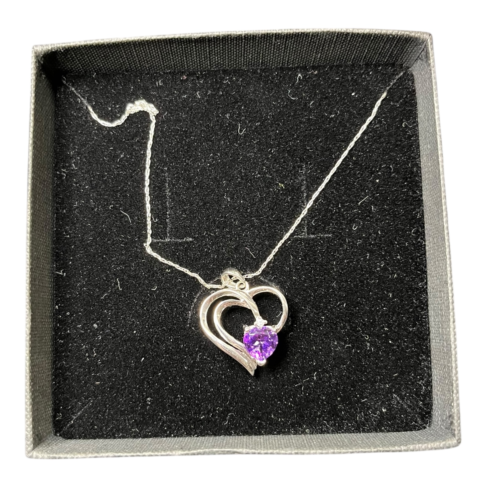 Product photo for 10ct Open Heart Amethyst Pendant on 18