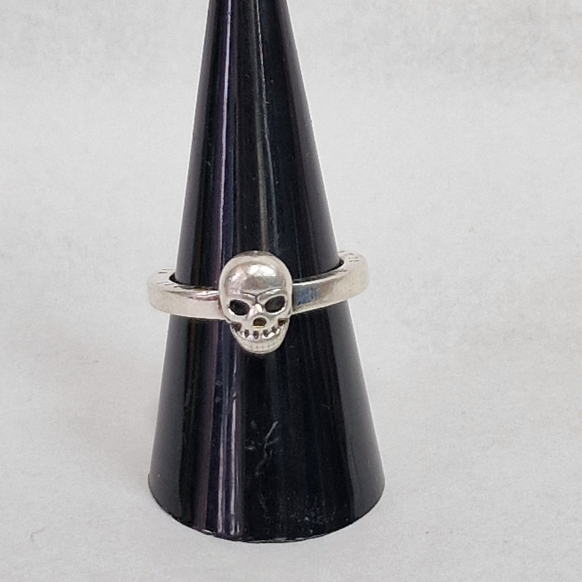 Product photo for Silver Skull Ring with Writings on the Band, @Sil 6.22g