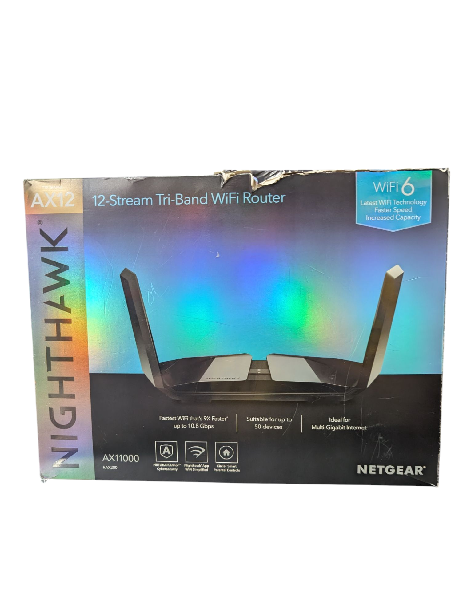 Product photo for NETGEAR Nighthawk AX12 RAX200 Tri-Band WiFi 6 Router