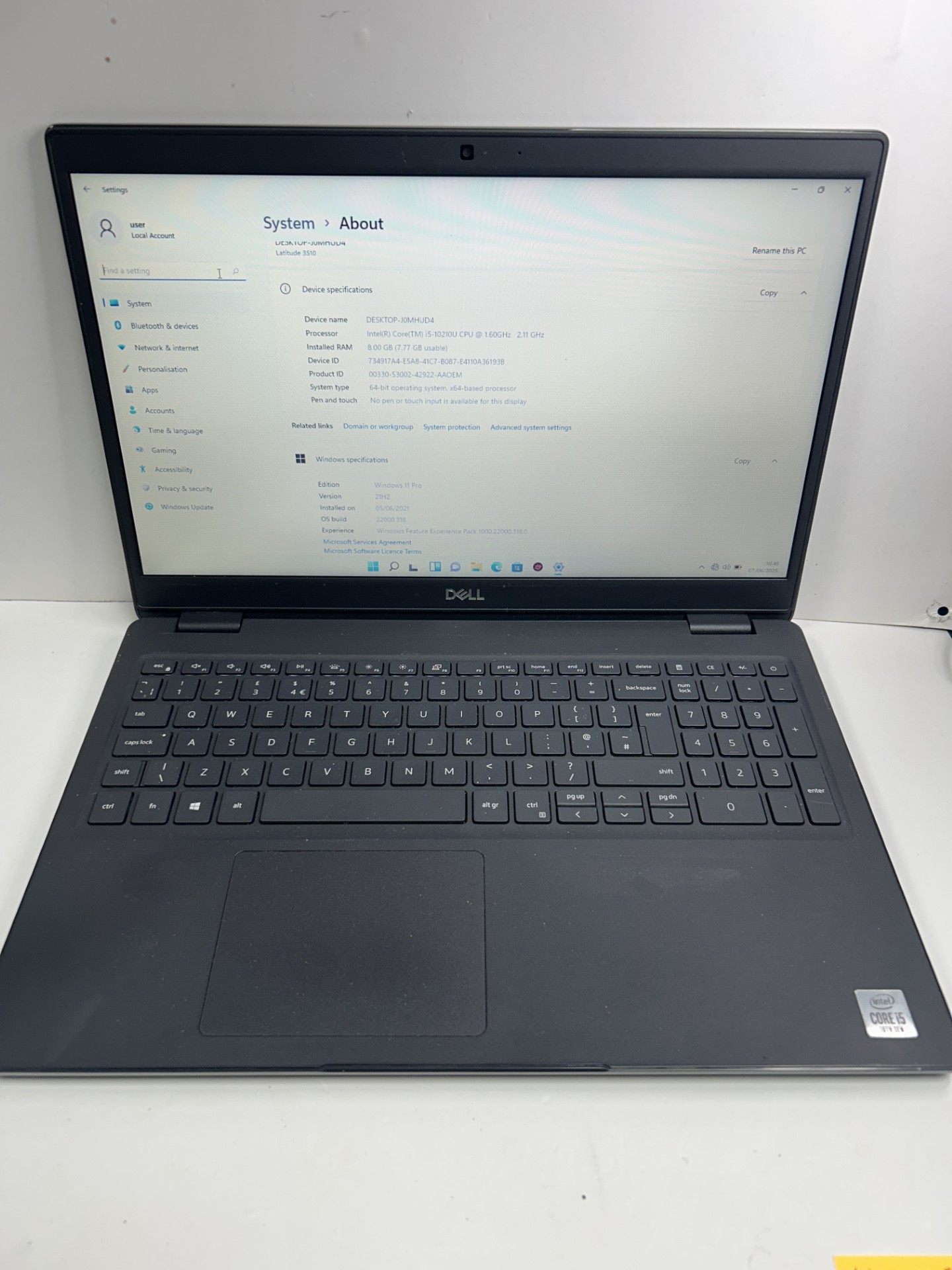 Product photo for DELL LATTITUDE 3510 INTEL CORE I5 10TH GEN 8GB RAM 1TB SSD WINDOWS 11 PRO GREY UNBOXED