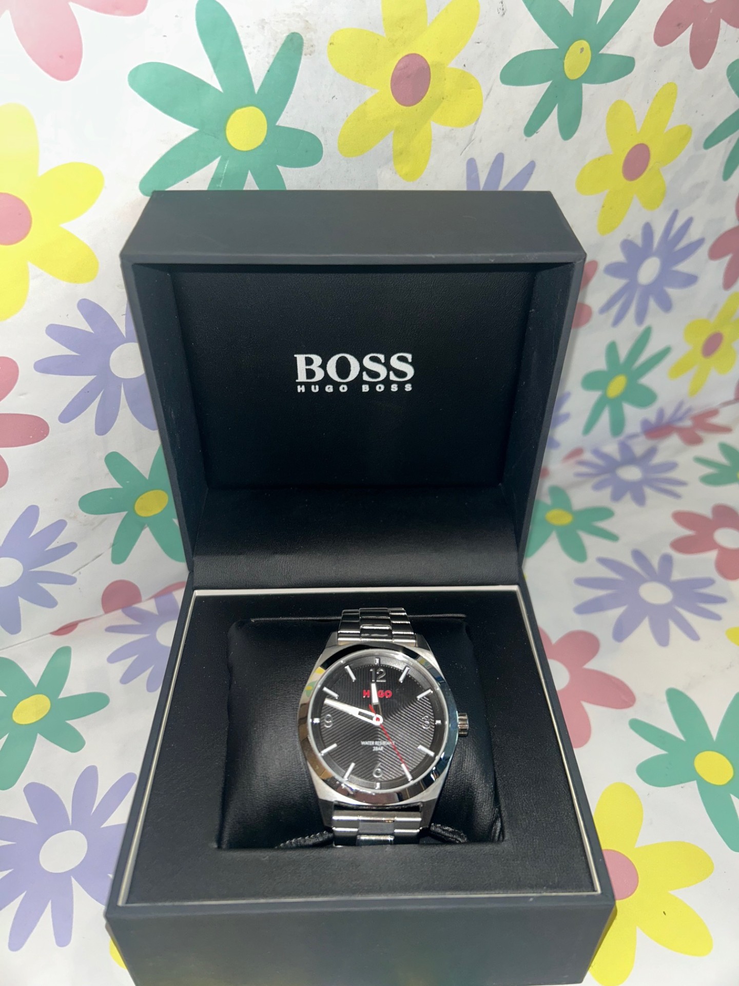 Product photo for HUGO BOSS WATCH *SILVER WITH BLACK FACE*