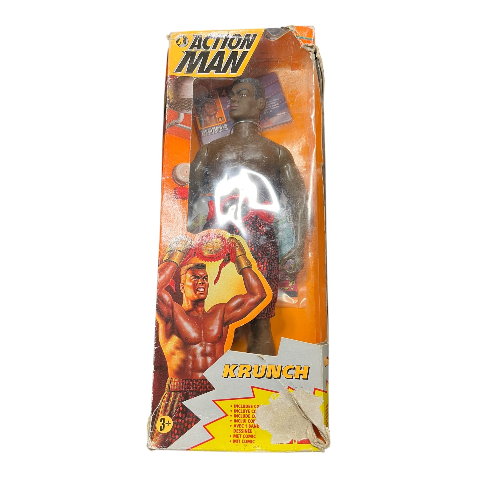 Product photo for Action Man Krunch Figure – Boxed Missing Gloves Box Damage