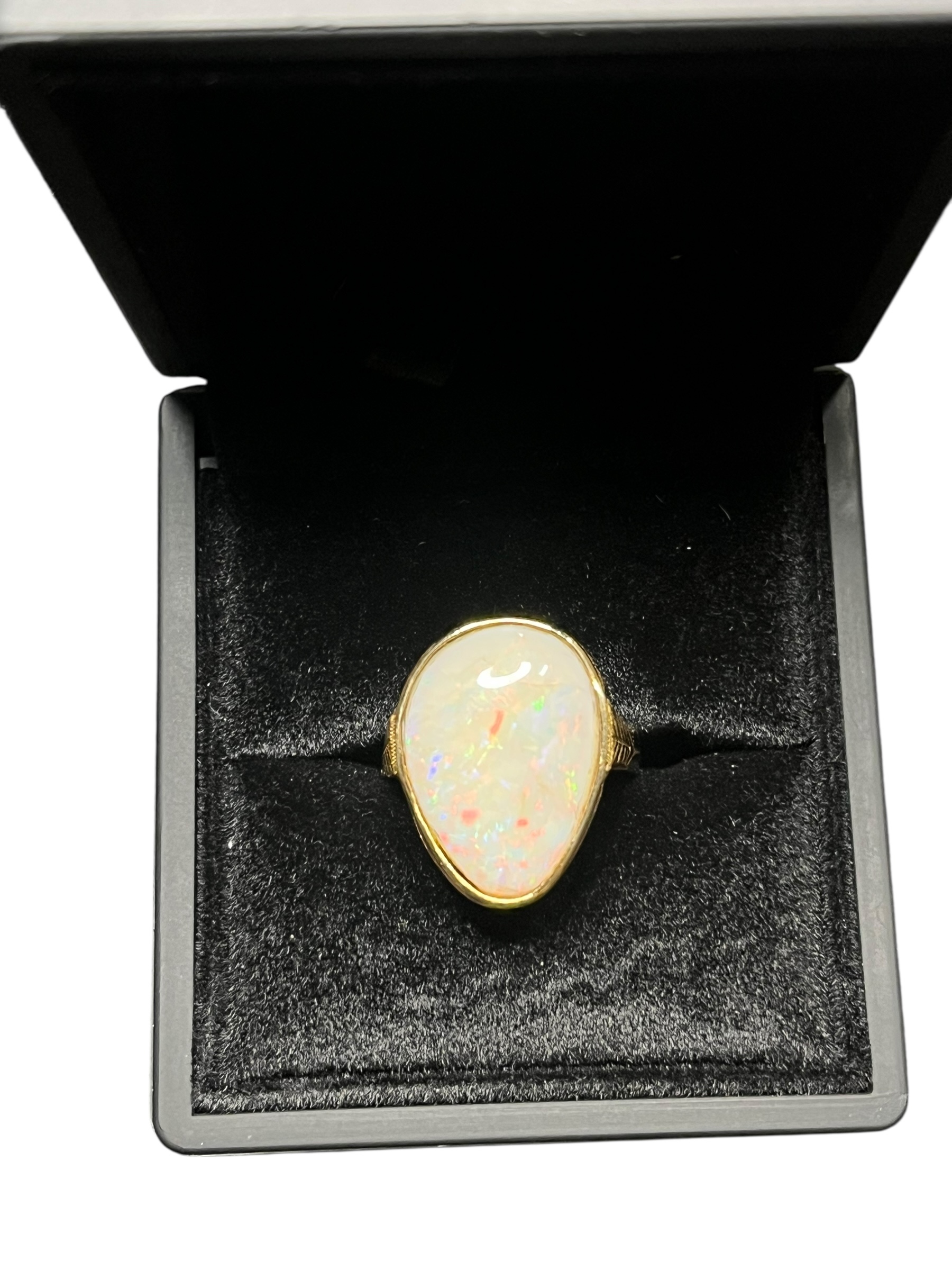 Product photo for 18ct Gold Pear-Shaped Cabochon Opal Ring – Size V
