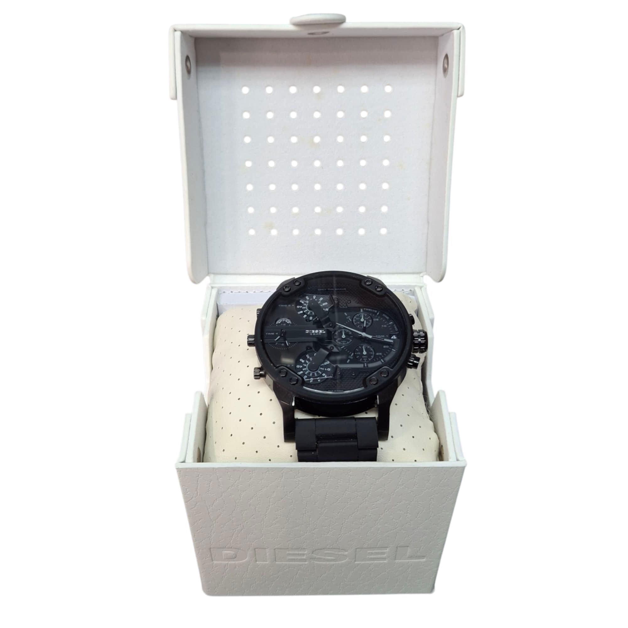 Product photo for Diesel DZ7396 Men's Mr.Daddy 2.0 Chronograph Black Silicone Bracelet Watch 57mm