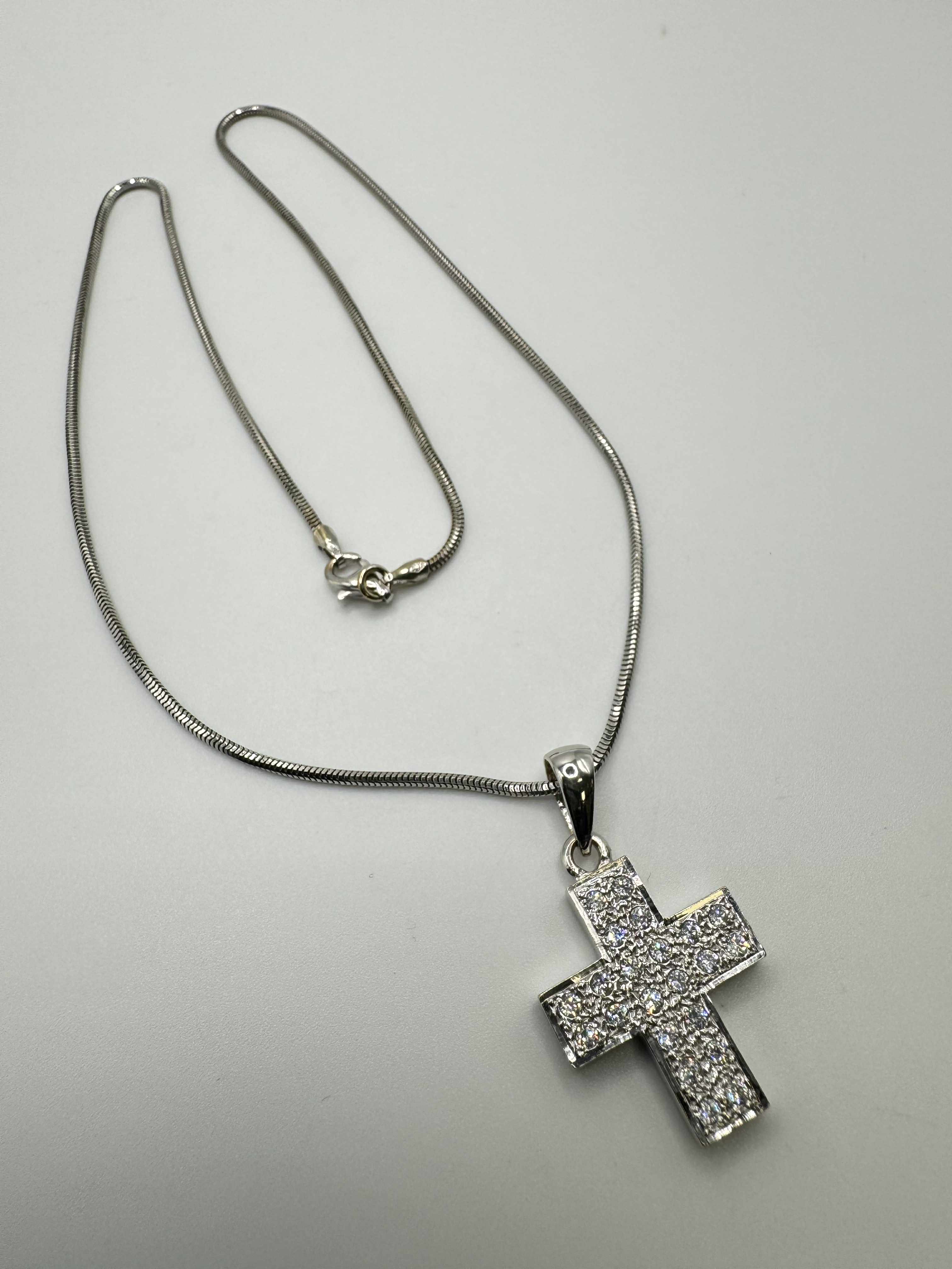 Product photo for 18ct White Gold CZ Cross Chain