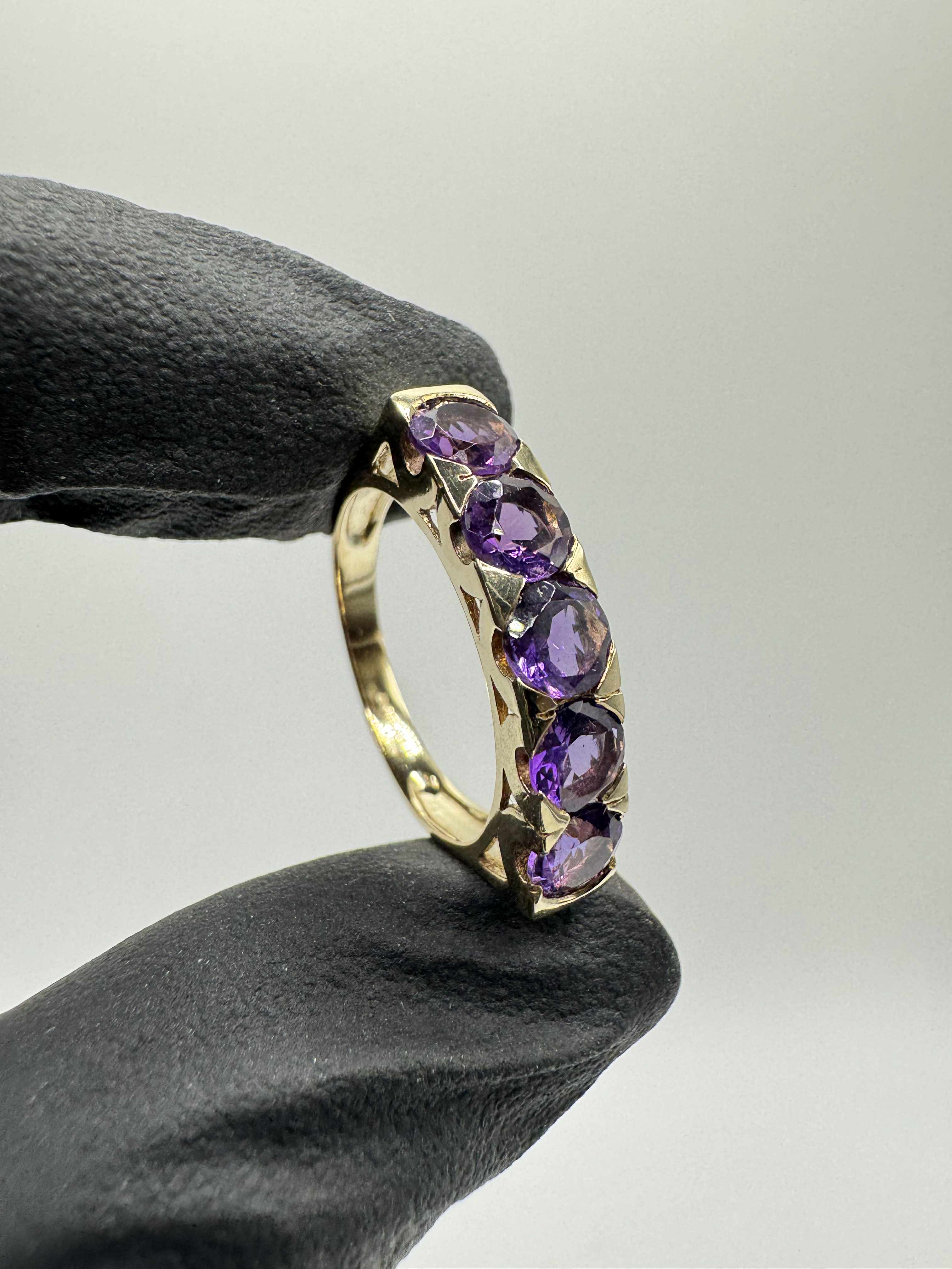 Product photo for 9ct Five Stone Amethyst Ring