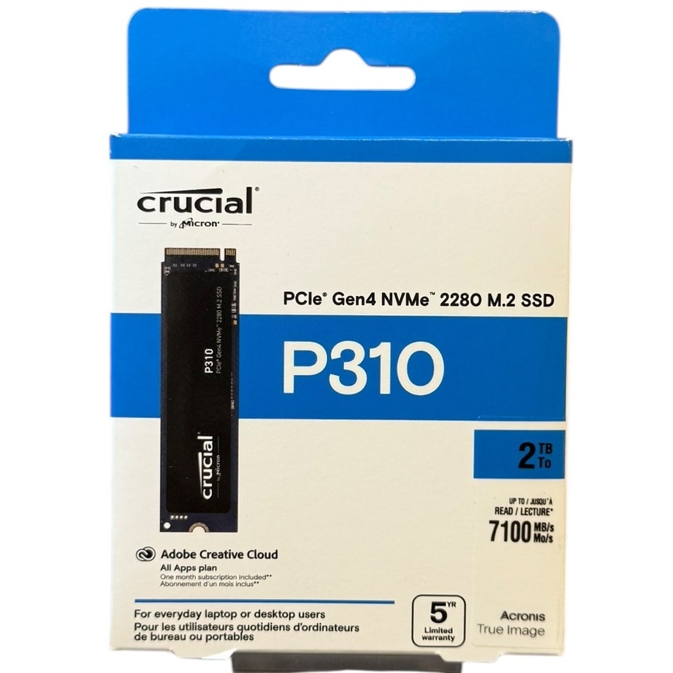 Product photo for Boxed: Crucial P310 PCIe Gen 4 NVMe M.2 SSD - 2TB Storage