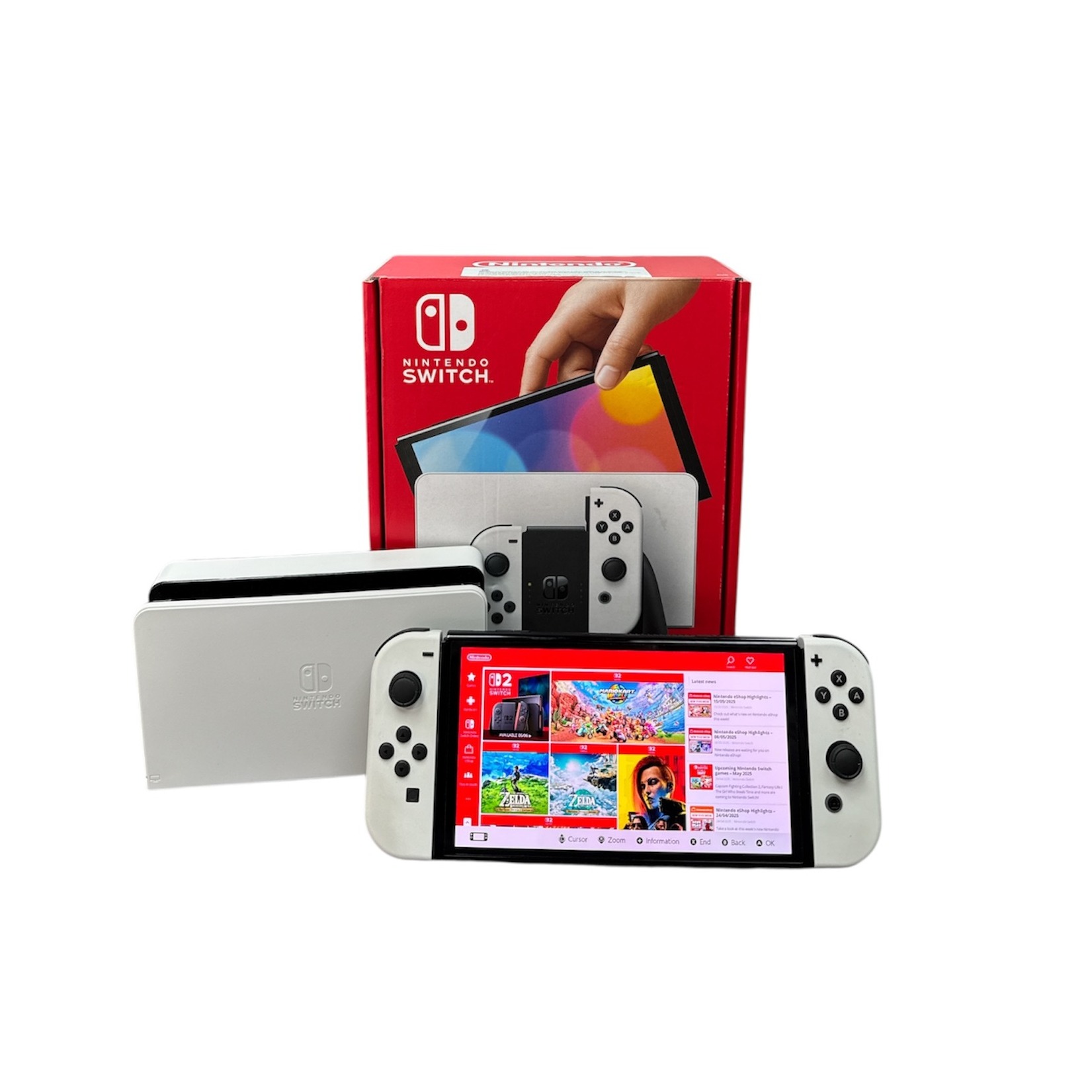 Product photo for Nintendo Switch Console, 64GB OLED + White Joy-Con, Boxed