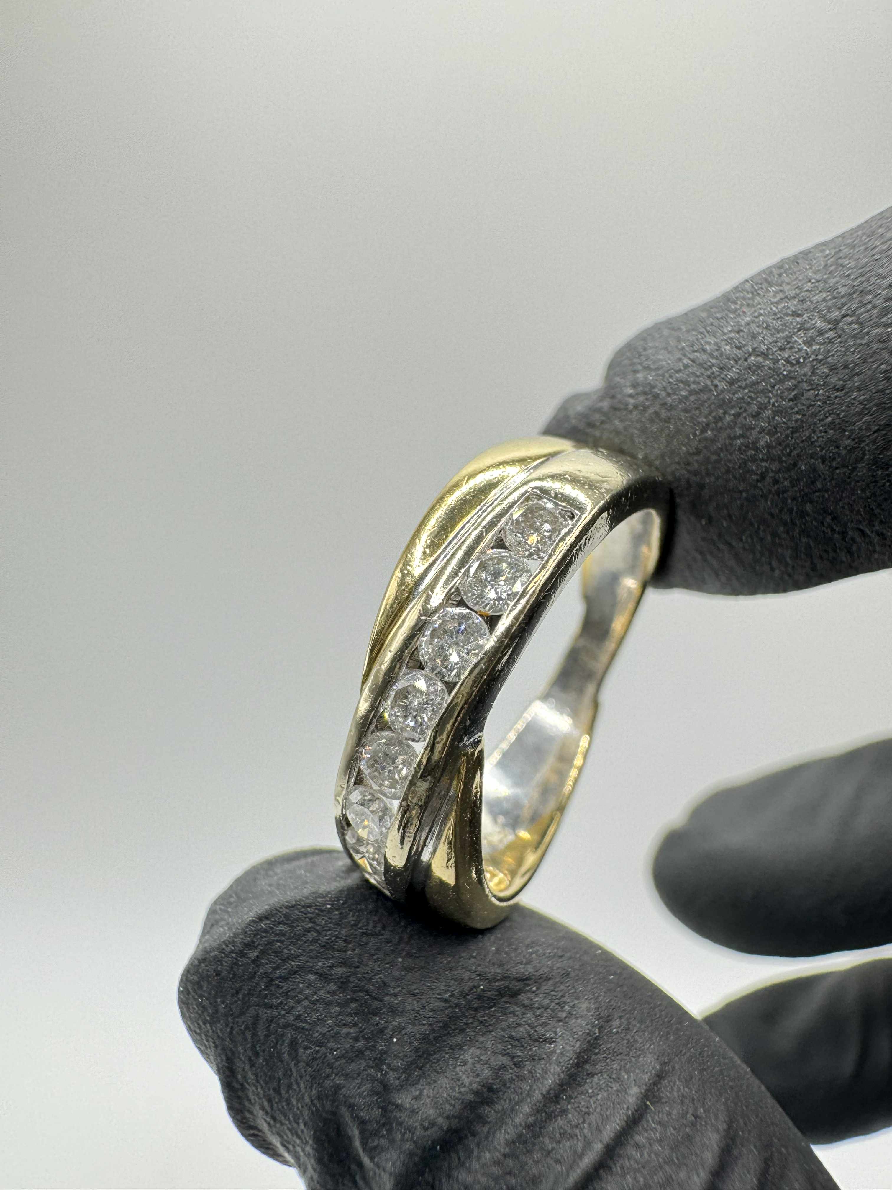 Product photo for 18ct Cross Over Channel Set Diamond Half Hoop Ring