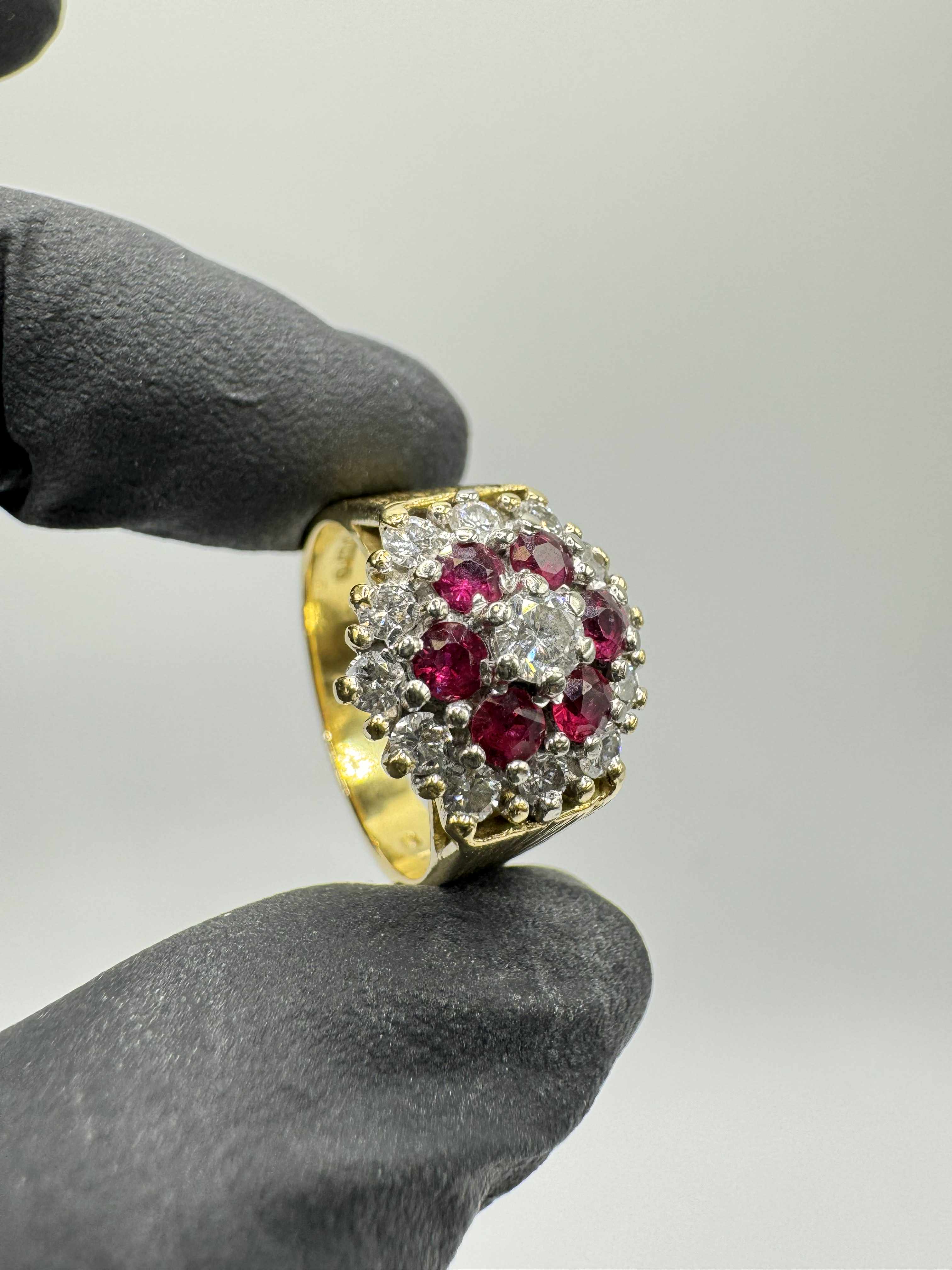 Product photo for 18ct Diamond & Ruby Hexagonal Cluster Ring