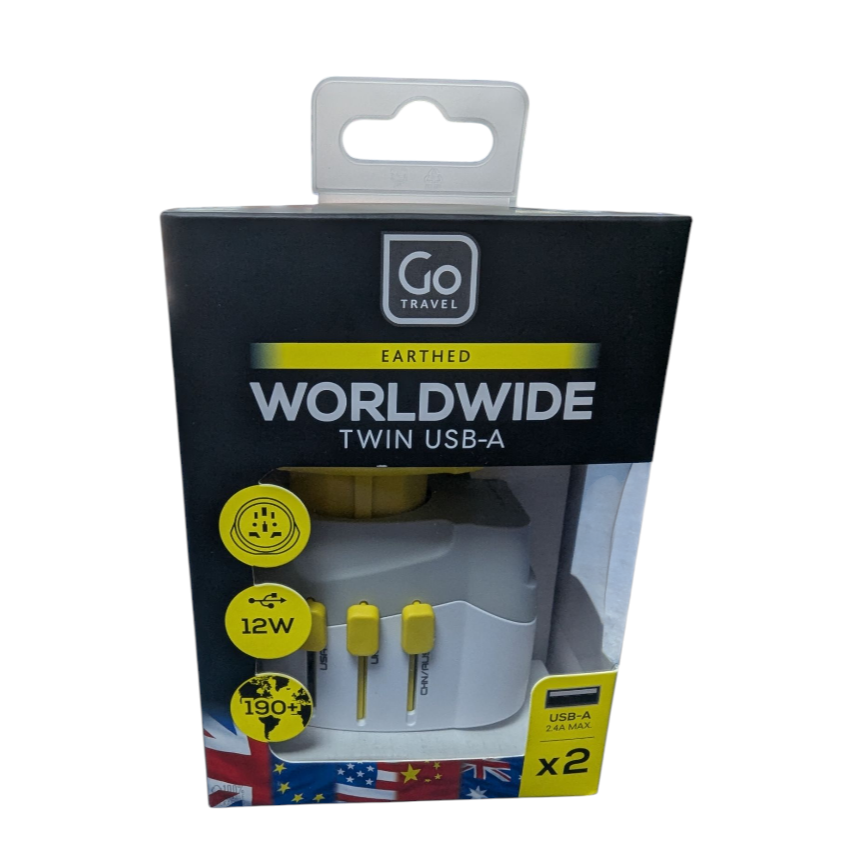 Product photo for Go Travel Worldwide Twin USB-A Plug - Sealed