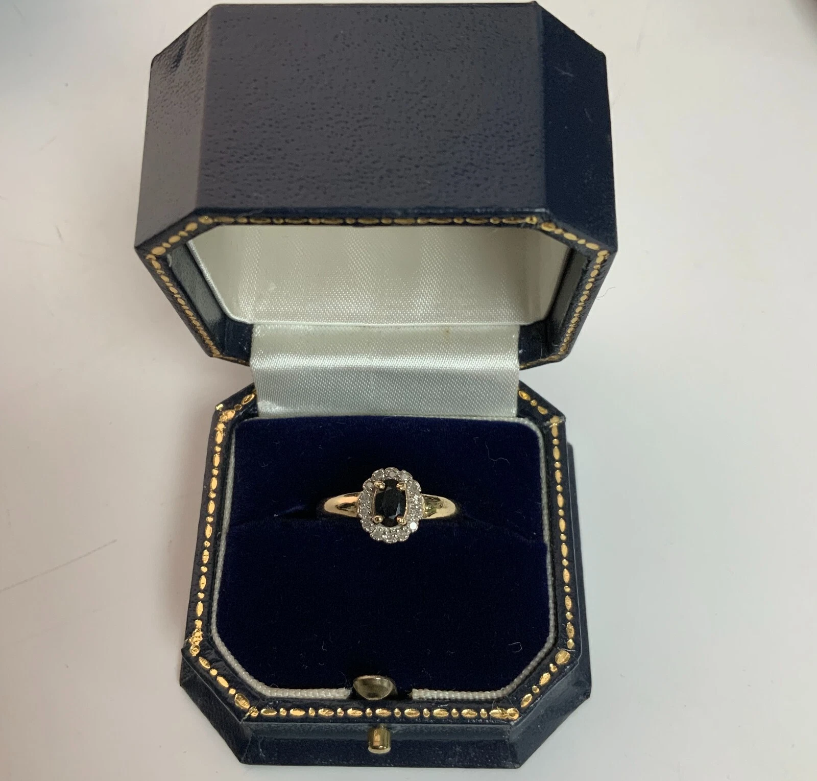 Product photo for 9ct Gold Sapphire & Diamond Cluster Ring Size N