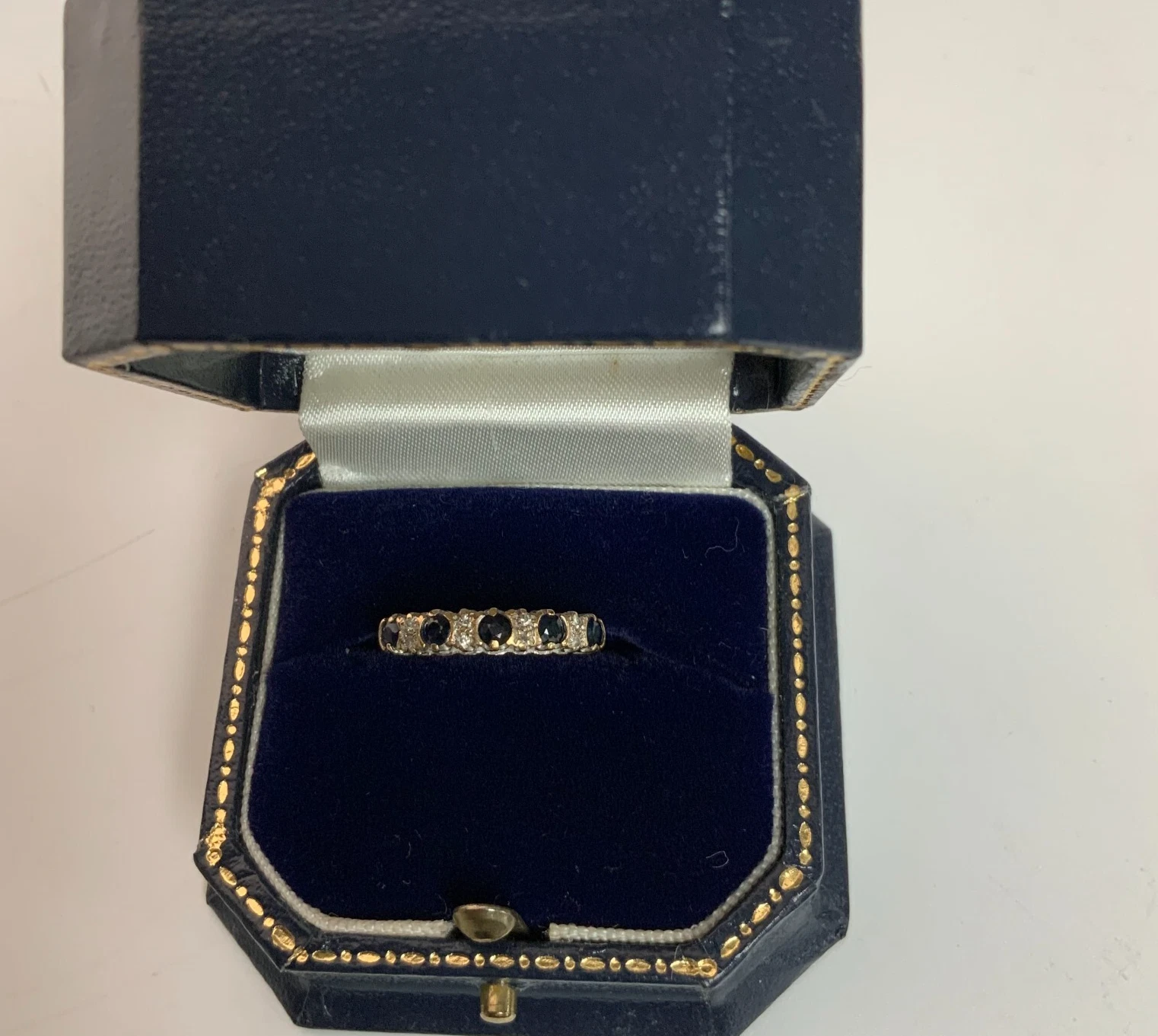 Product photo for 9ct Gold Sapphire & Diamond Half Eternity Ring Size M