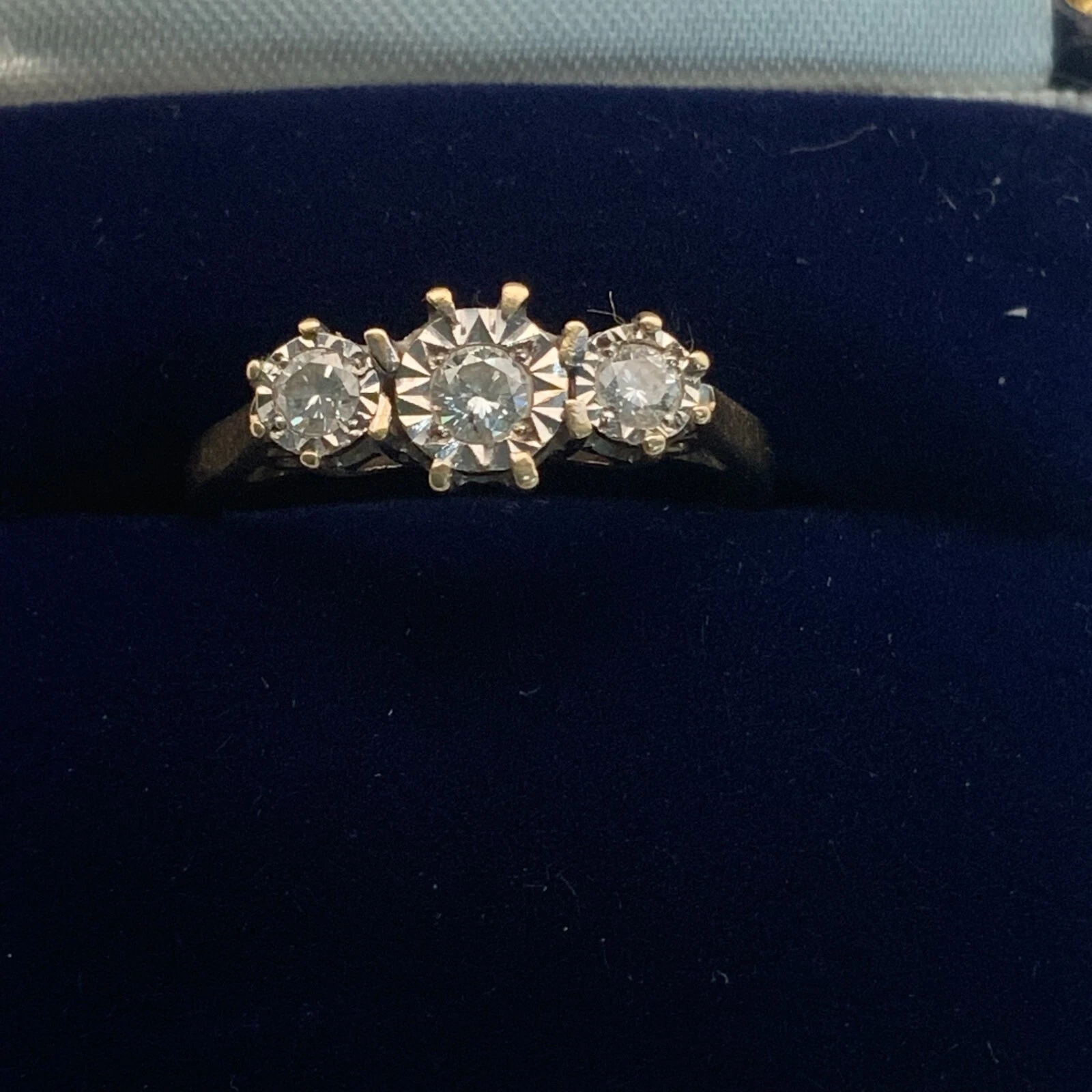 Product photo for 9ct Gold Diamond Trilogy Ring Size L