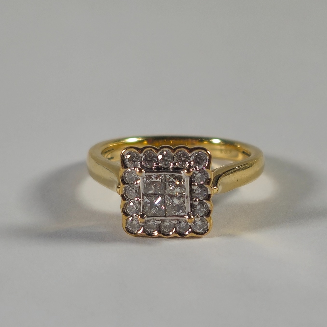 Product photo for 9ct Gold 0.55ct Diamond Square Halo Cluster Engagement Style Ring Size K