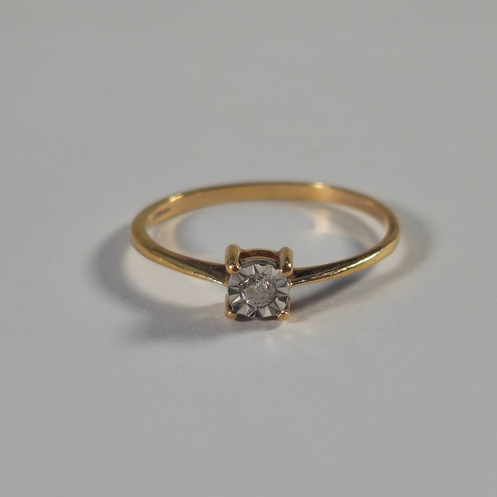Product photo for 9ct Gold Diamond Illusion Setting Engagement Style Ring Size P