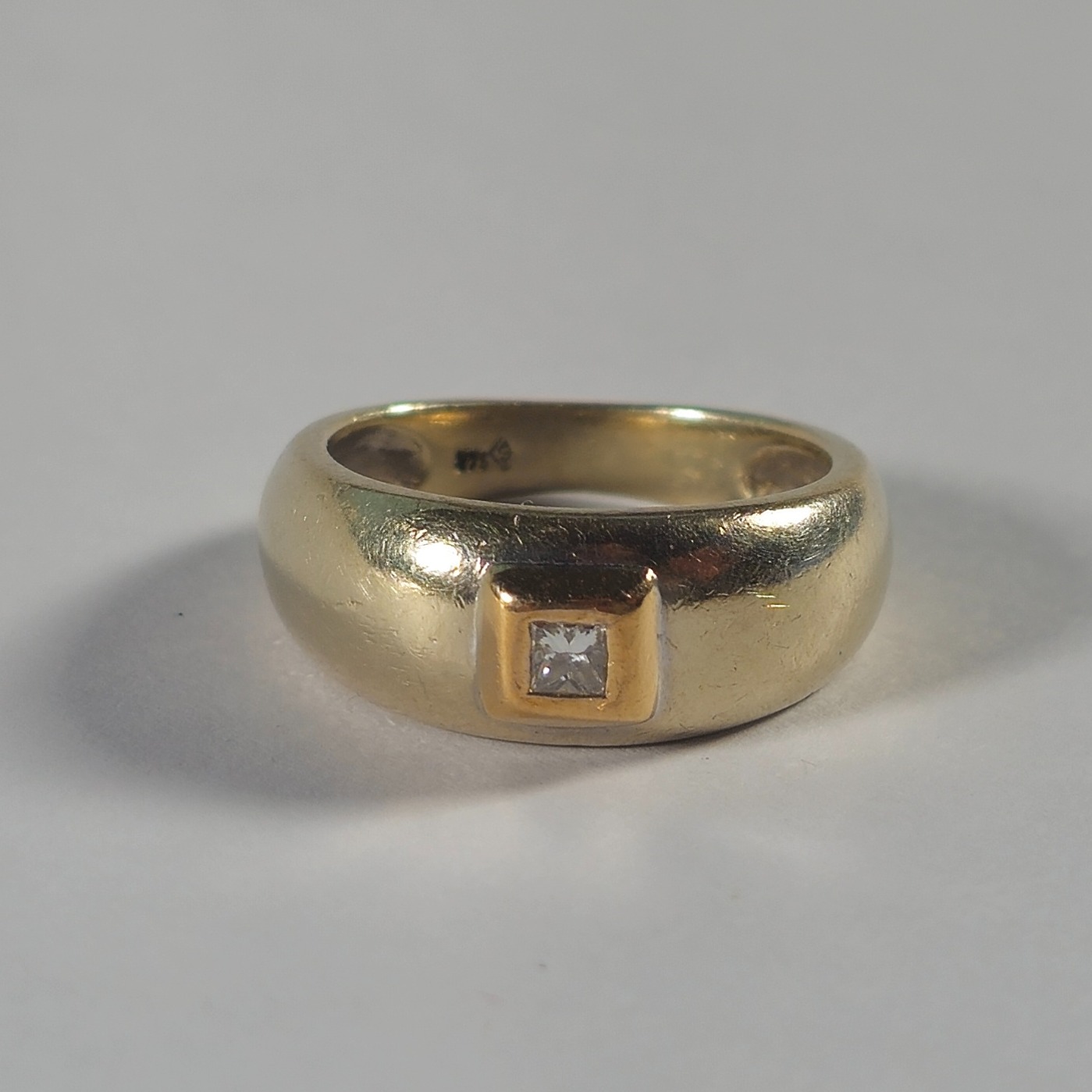 Product photo for 9ct Fading White Gold & Yellow Diamond Square Chunky Style Band Ring Size K