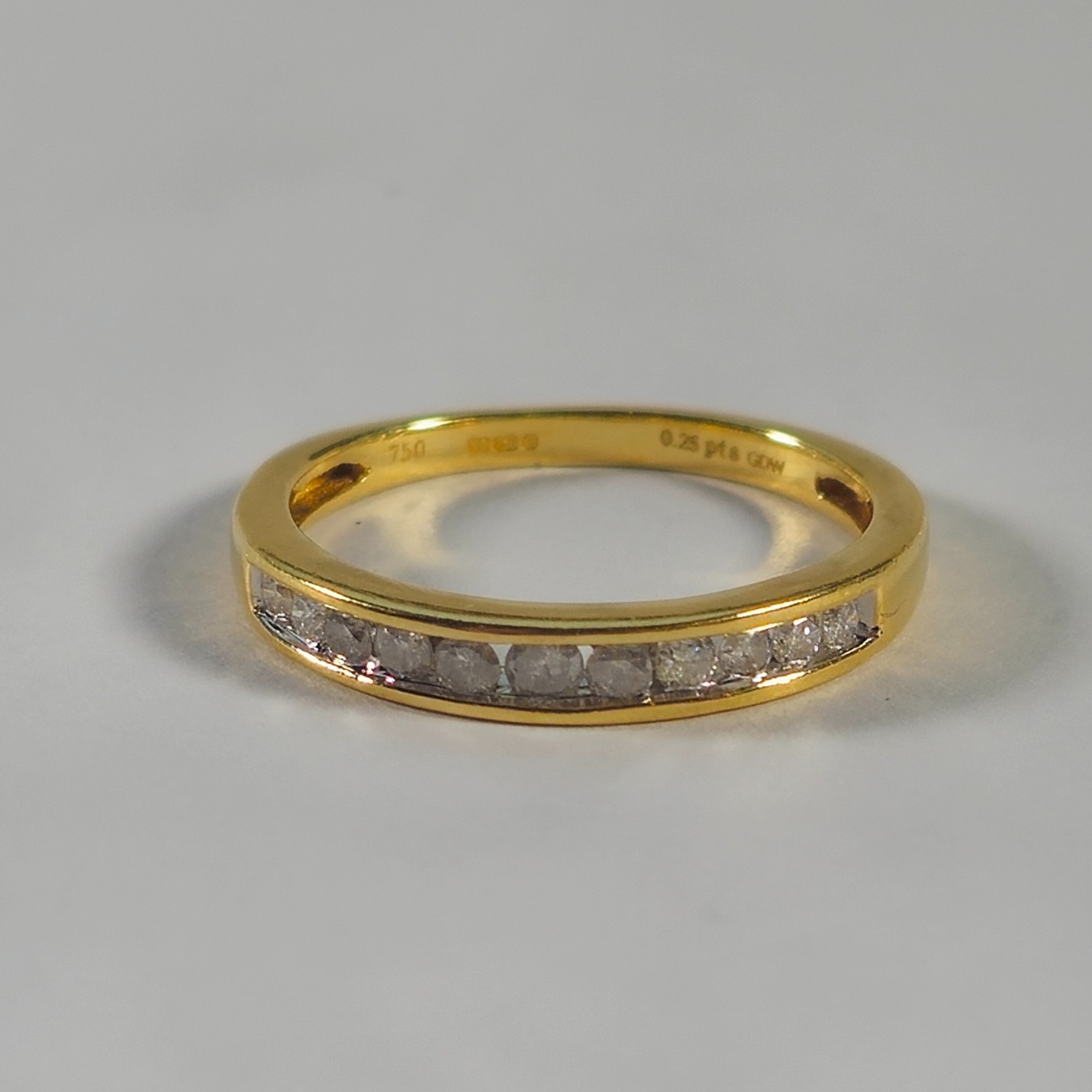 Product photo for 18ct Gold 0.25ct Diamond Half Band Stacking Ring Size K1/2