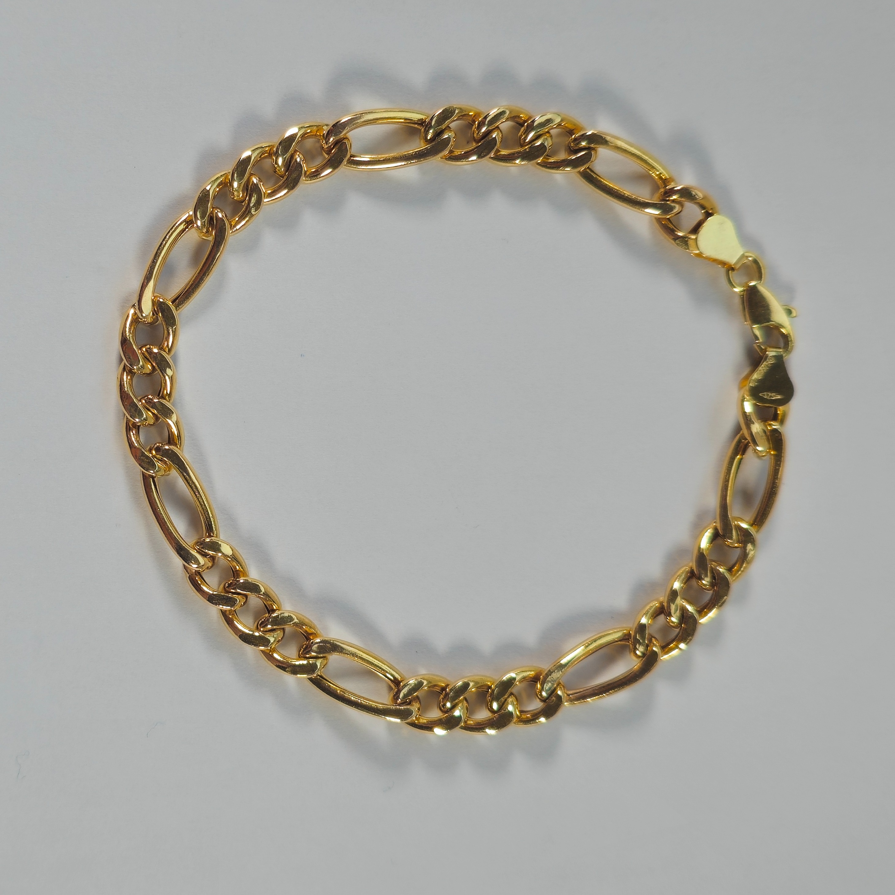 Product photo for 9ct Gold Hollow Figaro Bracelet 8