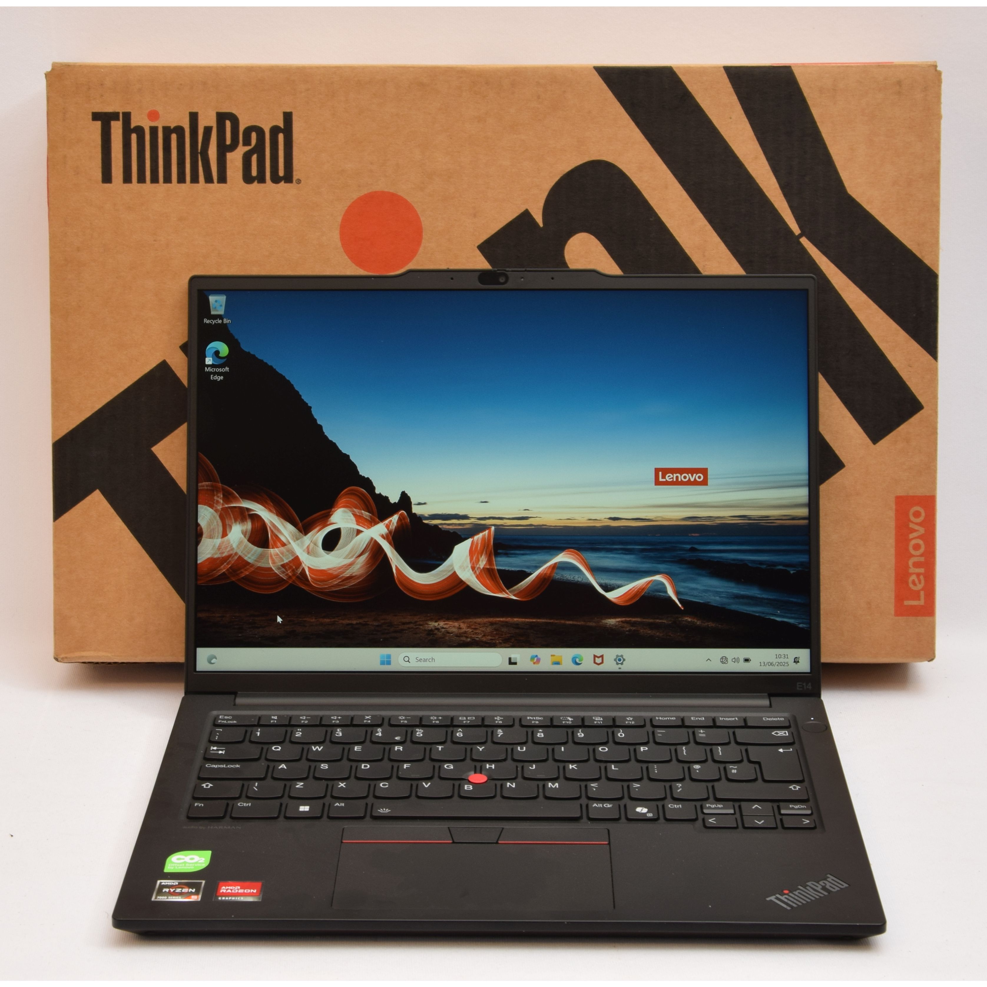 Product photo for Lenovo ThinkPad E14 G6 Laptop - AMD Ryzen 5-7535HS 16GB 256GB SSD 14