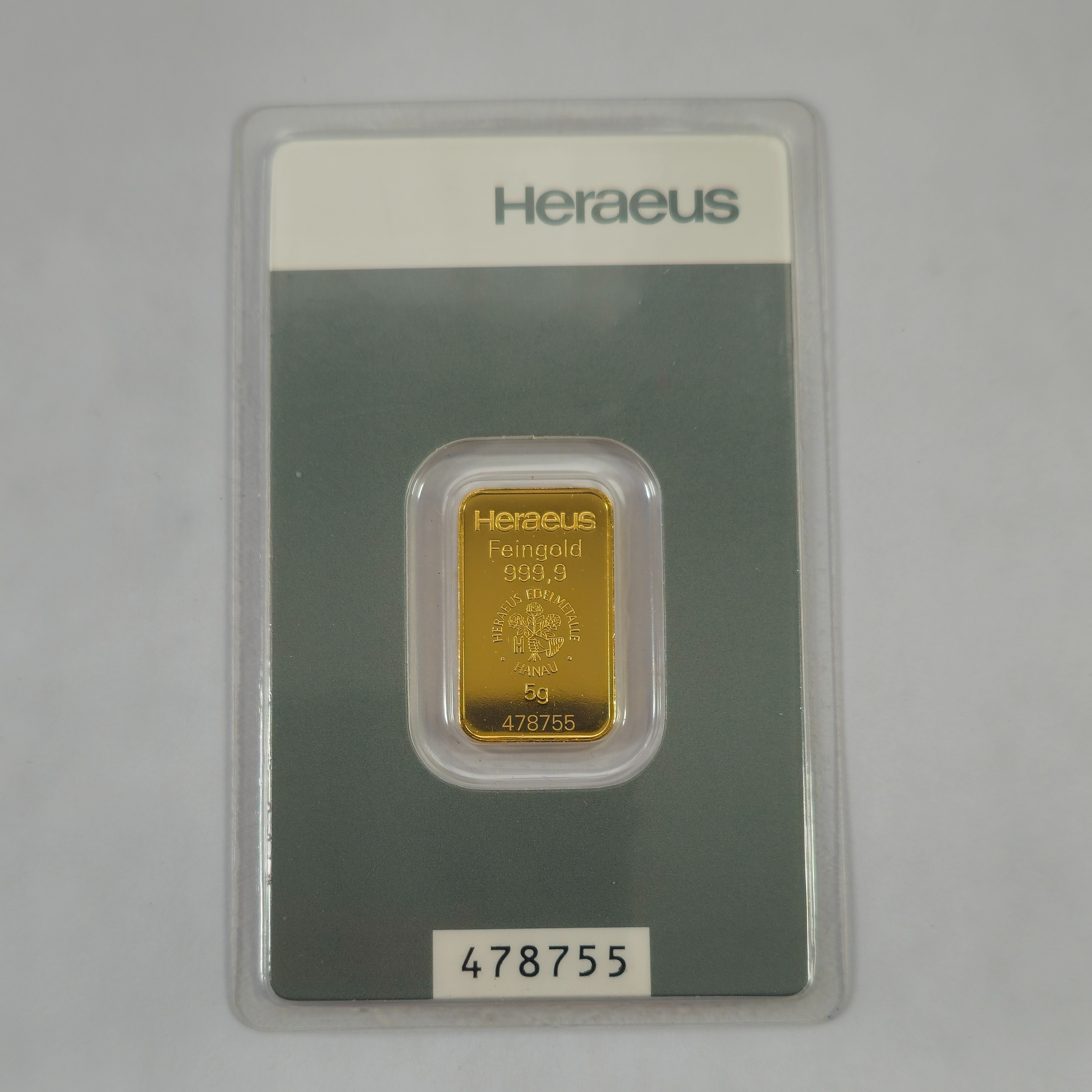 Product photo for 24ct Gold Heraeus 5g Ingot