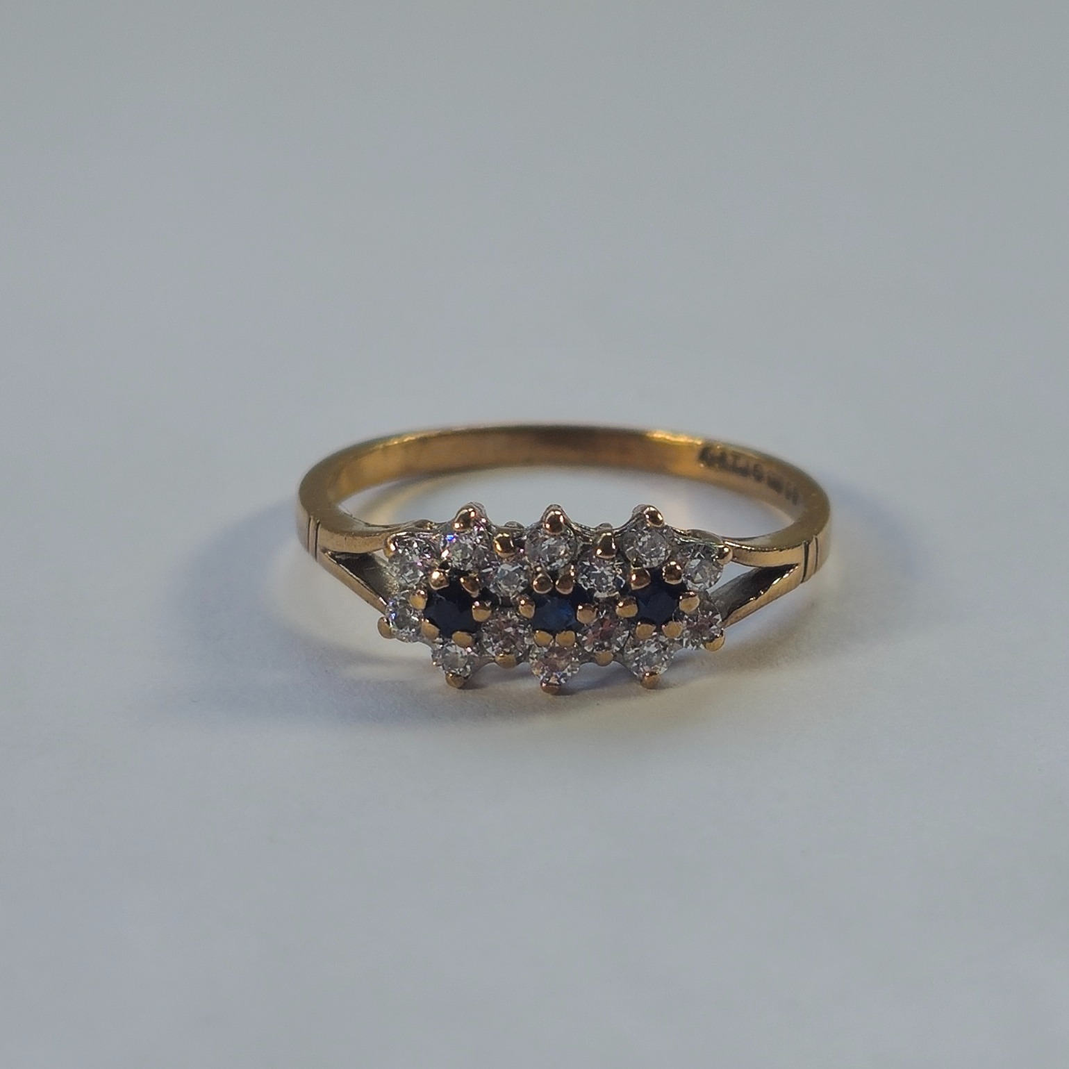 Product photo for 9ct Gold *CZ* Flower Trilogy Style Ring Size M1/2