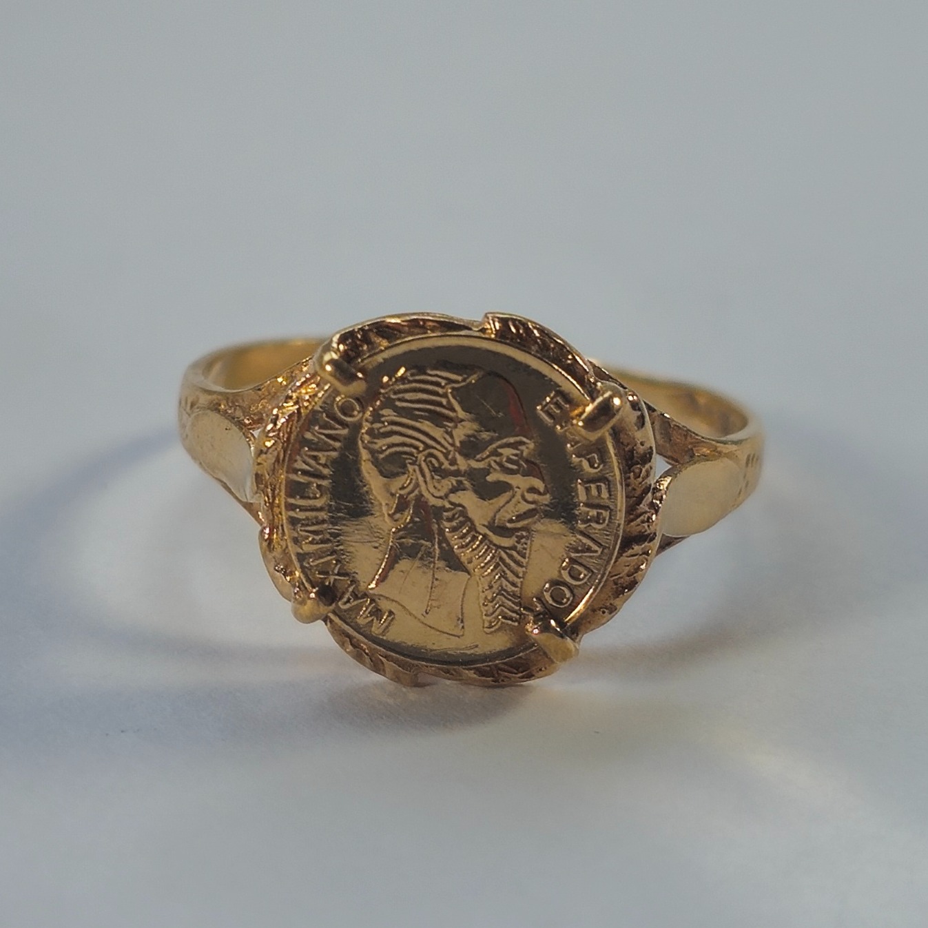 Product photo for 9ct Gold Maximiliano Coin Ring Size O