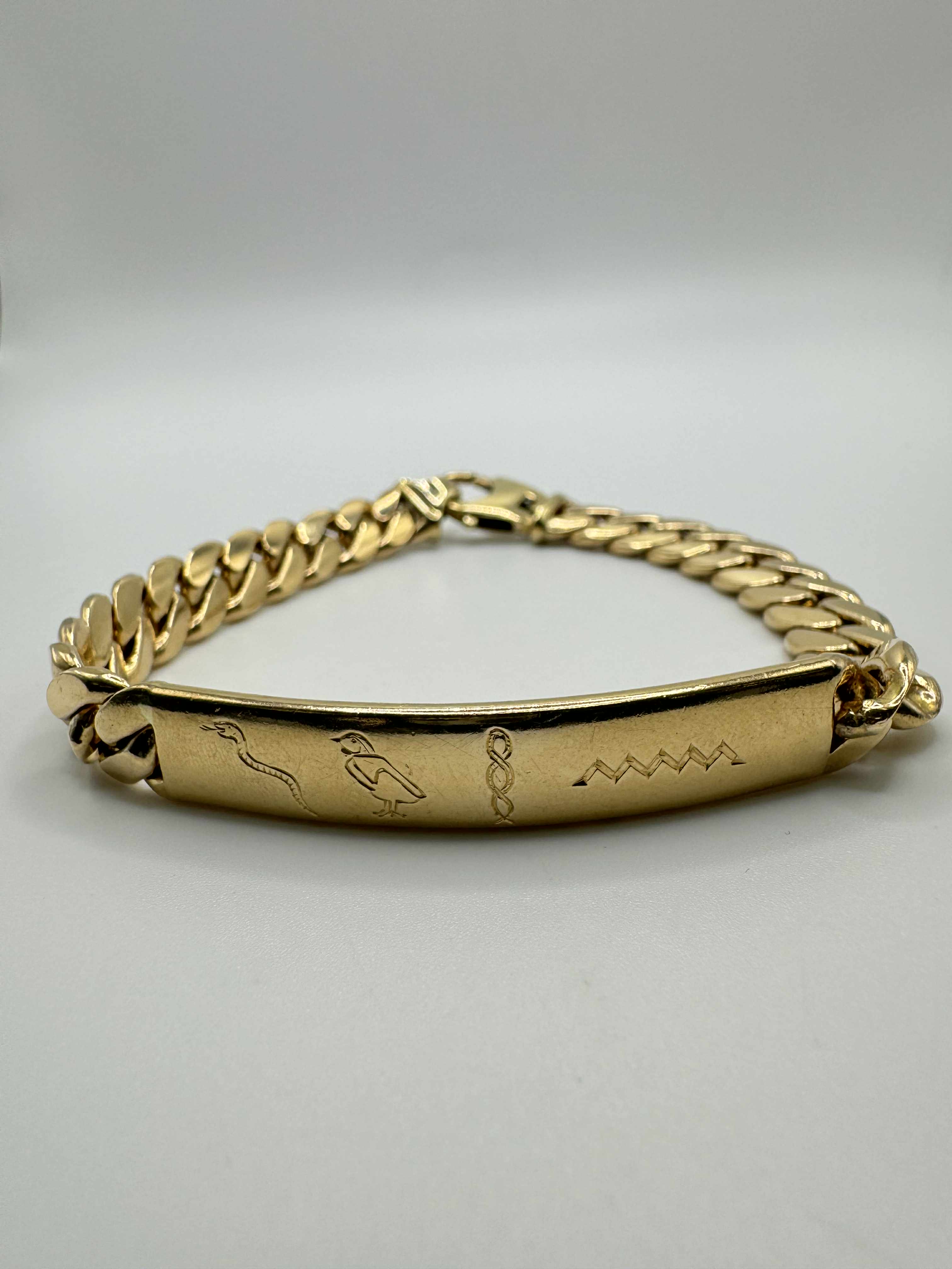 Product photo for 9ct Hieroglyphics ID Curb Bracelet