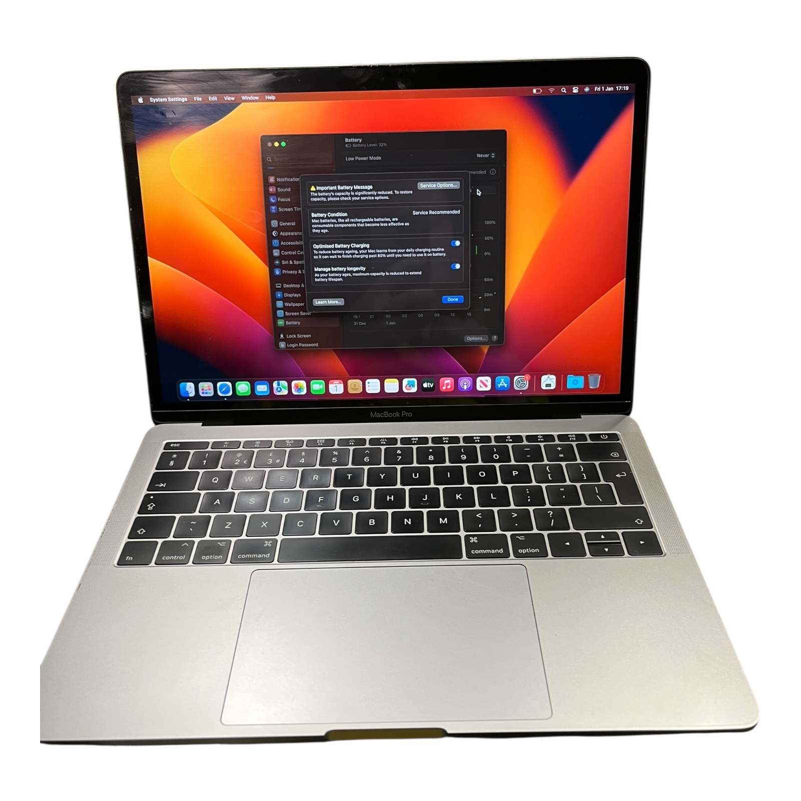 Product photo for Apple MacBook Pro 2017 – Battery Service Needed, Used, Fully Functional
