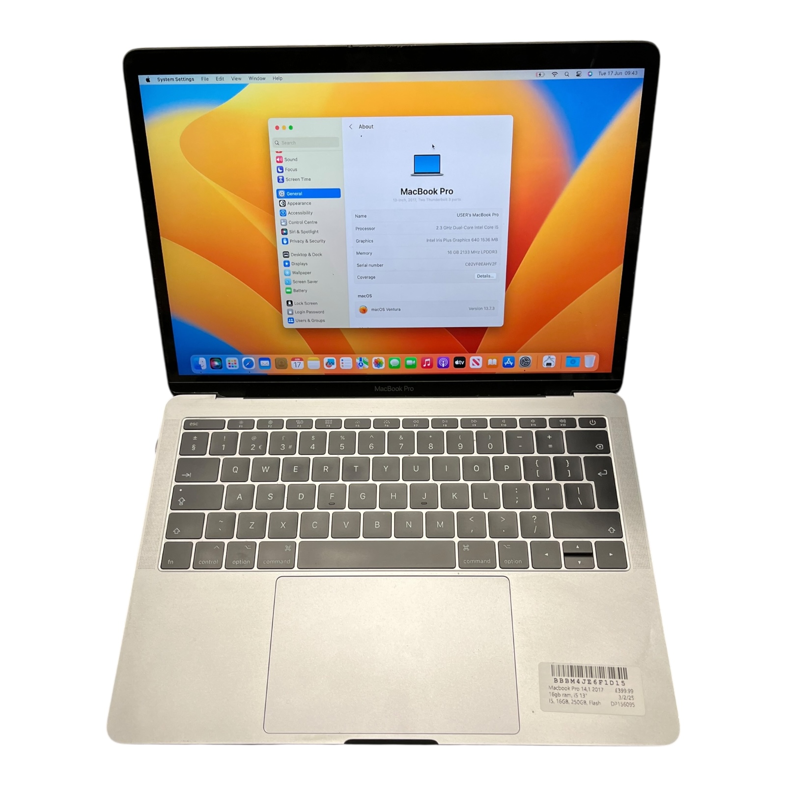 Product photo for Apple MacBook Pro 2017 – Fully Working, Signs of Wear