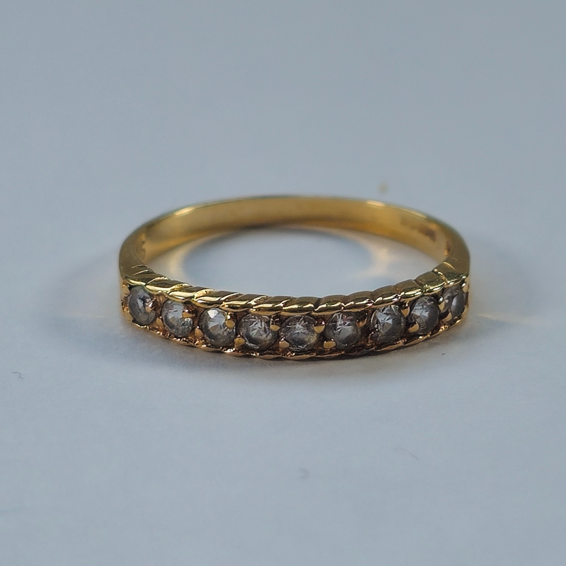 Product photo for 9ct Gold White Stone Half Band Stacking Ring Size N1/2