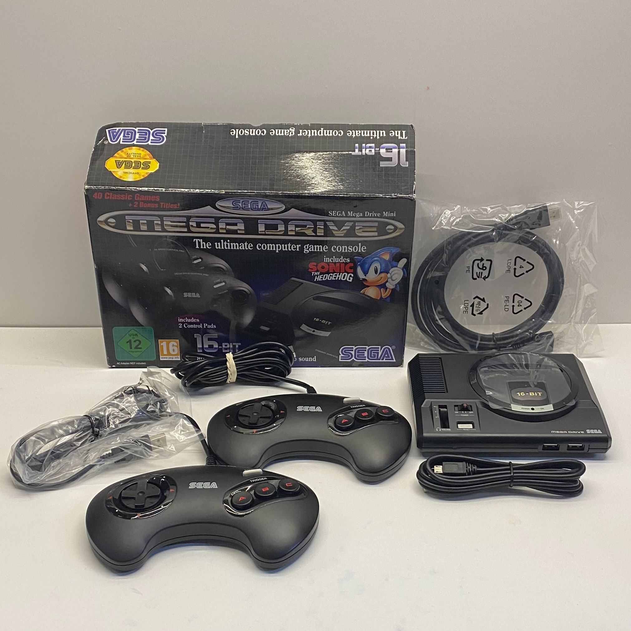 Product photo for Sega Mega Drive Mini Console 40 Classic Games Built In Boxed