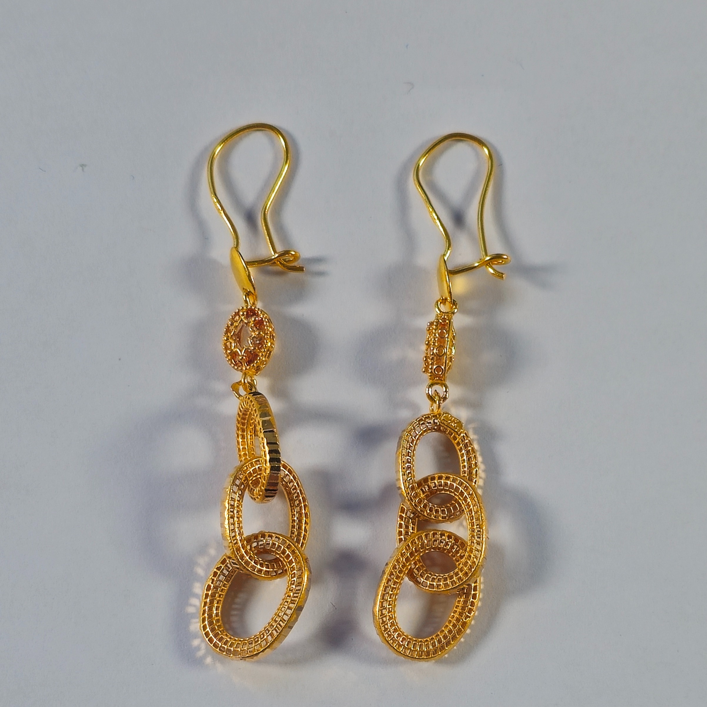 Product photo for Links Long Dropped Hook Earrings, Solid 22ct Gold