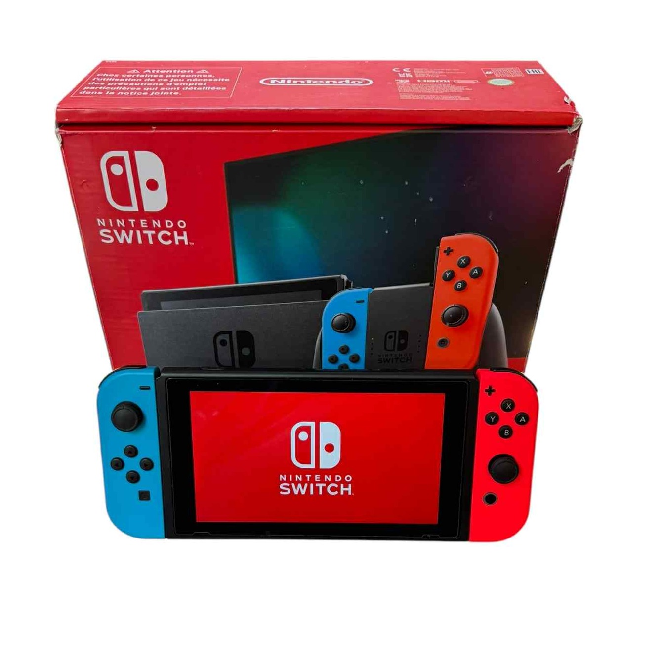 Product photo for Switch Console, 32GB HAC-001-01 + Neon Red/Blue Joy-Con, Boxed