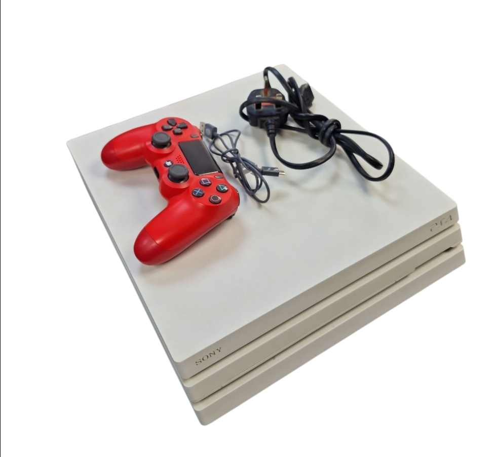 Product photo for White PS4 Pro 1TB W/ Red Controller