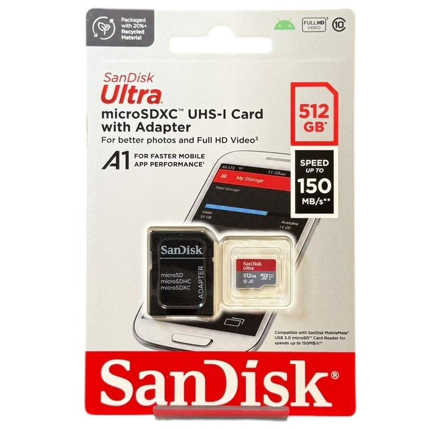 Product photo for New: SanDisk Ultra MicroSDXC UHS-1 Card With Adapter - 512gb Storage Capacity