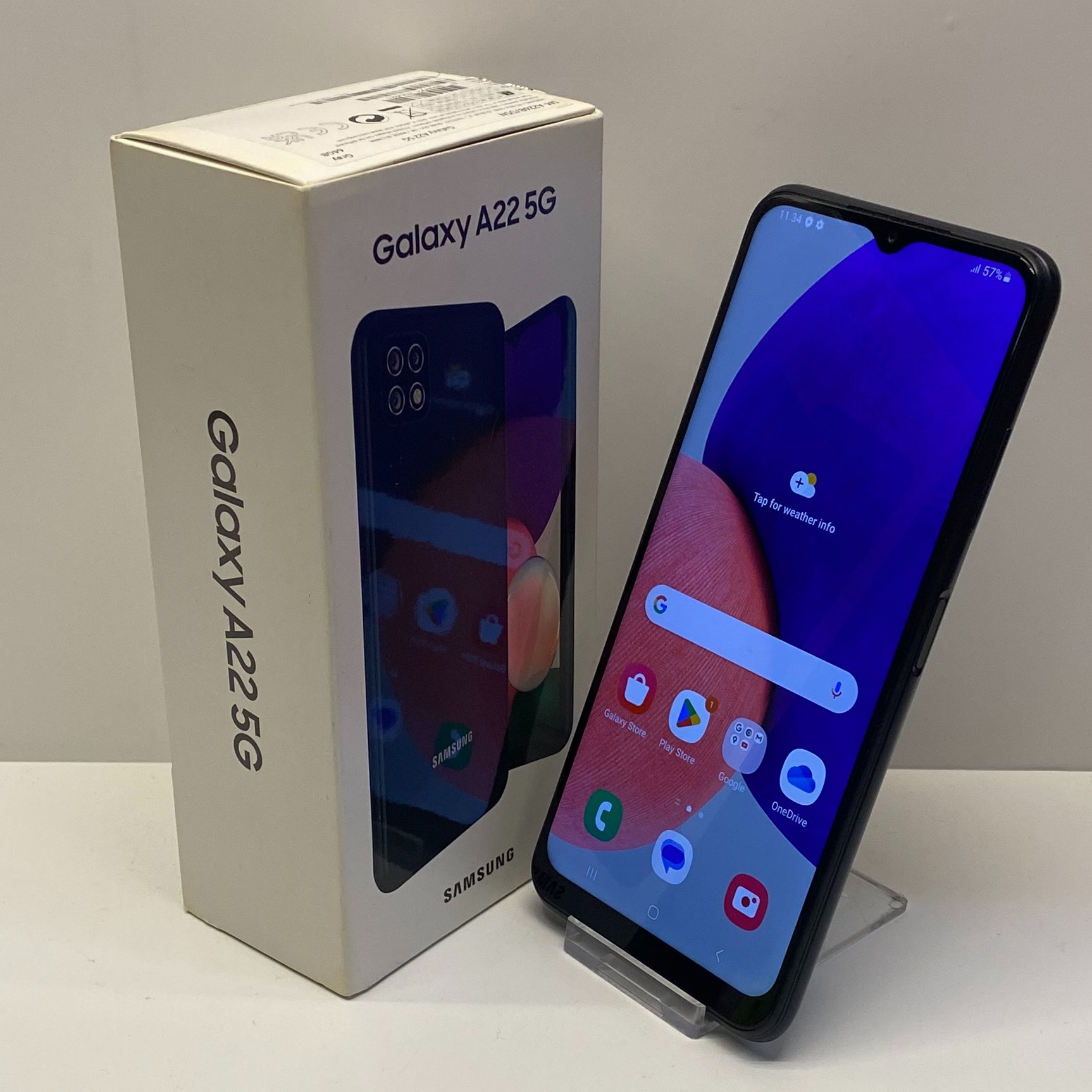 Product photo for Samsung Galaxy A22 5G Unlocked Model SM-A226B/DSN 64GB Boxed