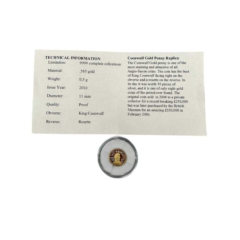 Product photo for Coenwulf Gold Penny Replica - 14ct