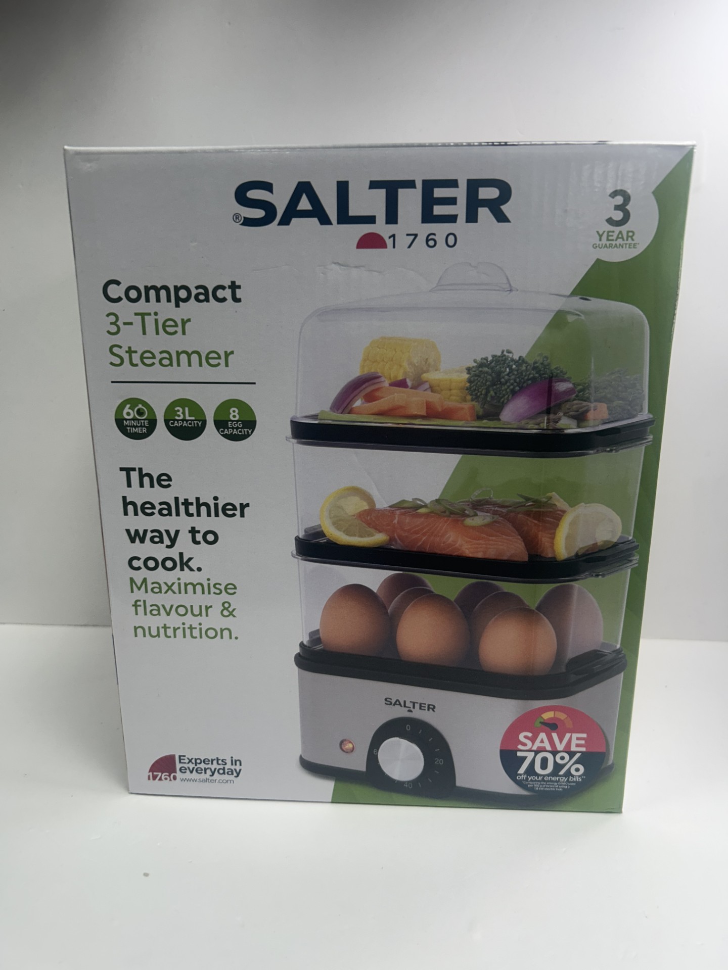 Product photo for SALTER COMPACT 3- TIER STEAMER BOXED