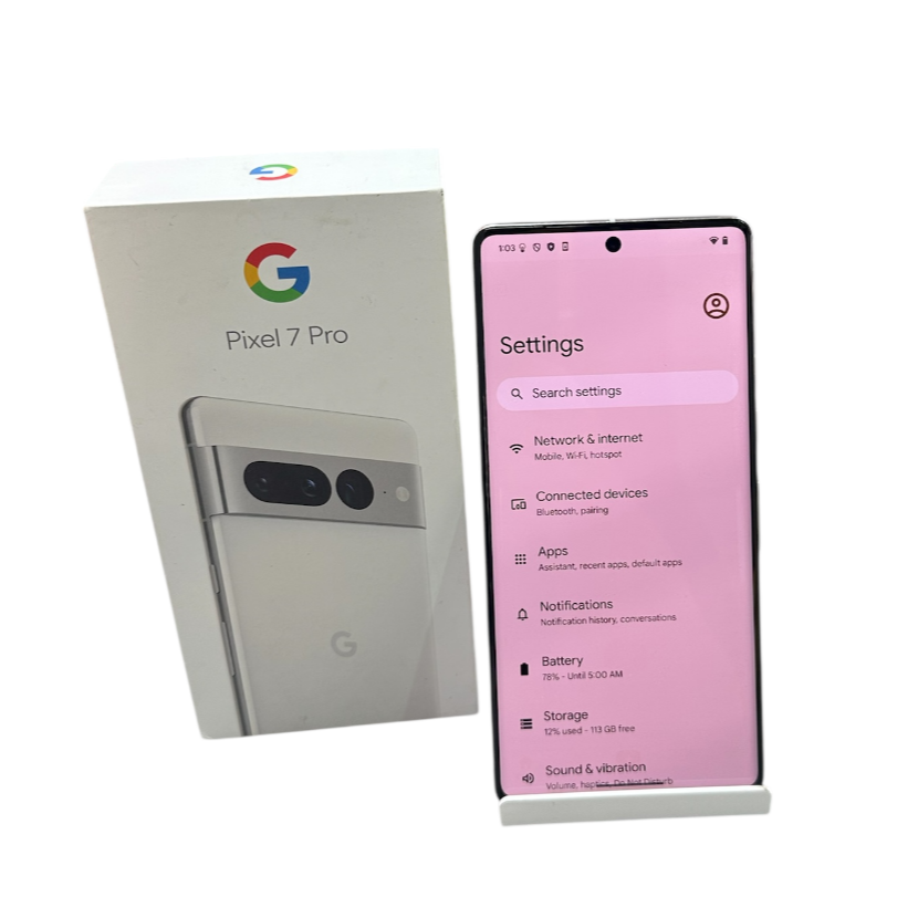 Product photo for Google Pixel 7 Pro - 128GB Unlocked White *Screen Burn*
