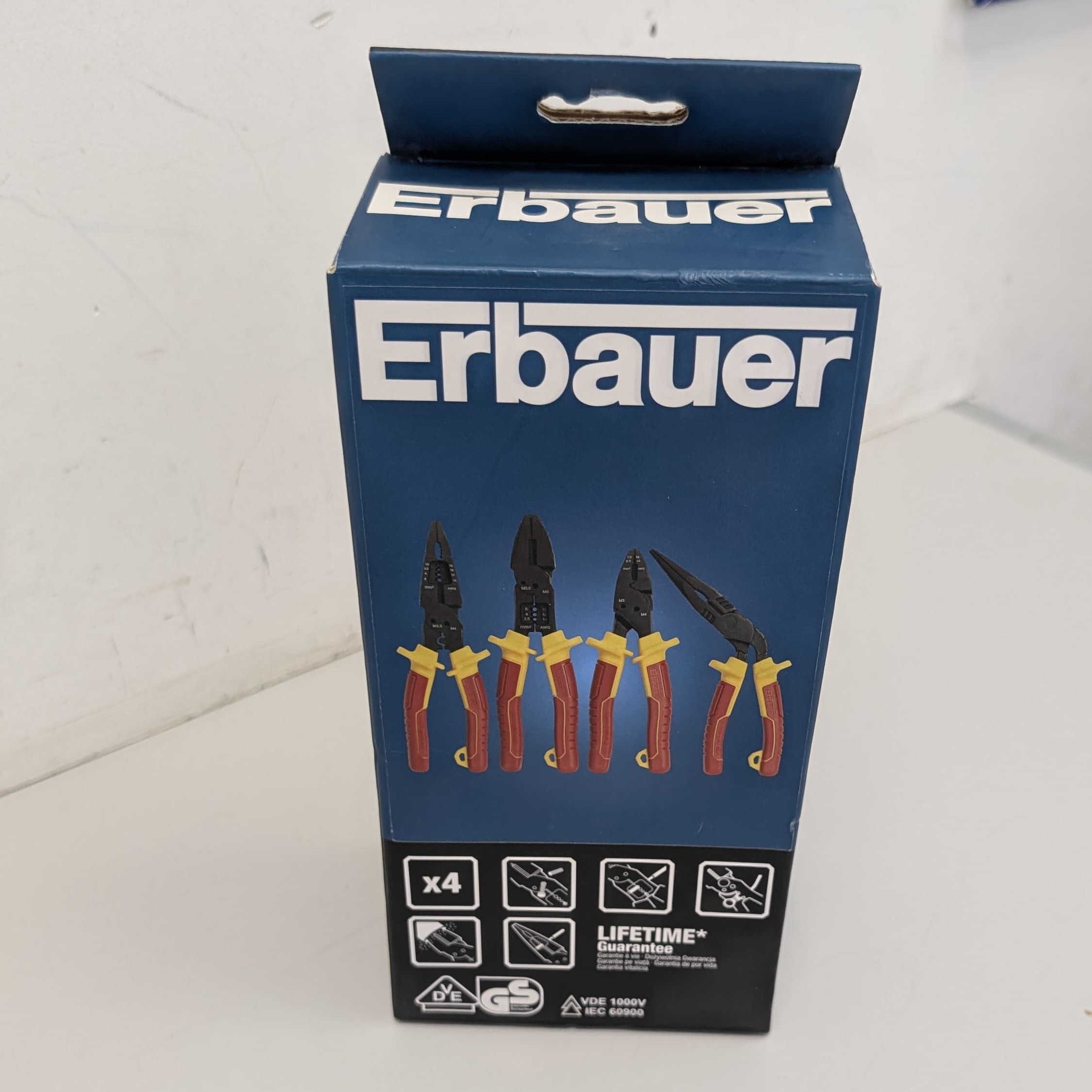 Product photo for Erbauer 4 piece VDE Pliers Set BRAND NEW SEALED